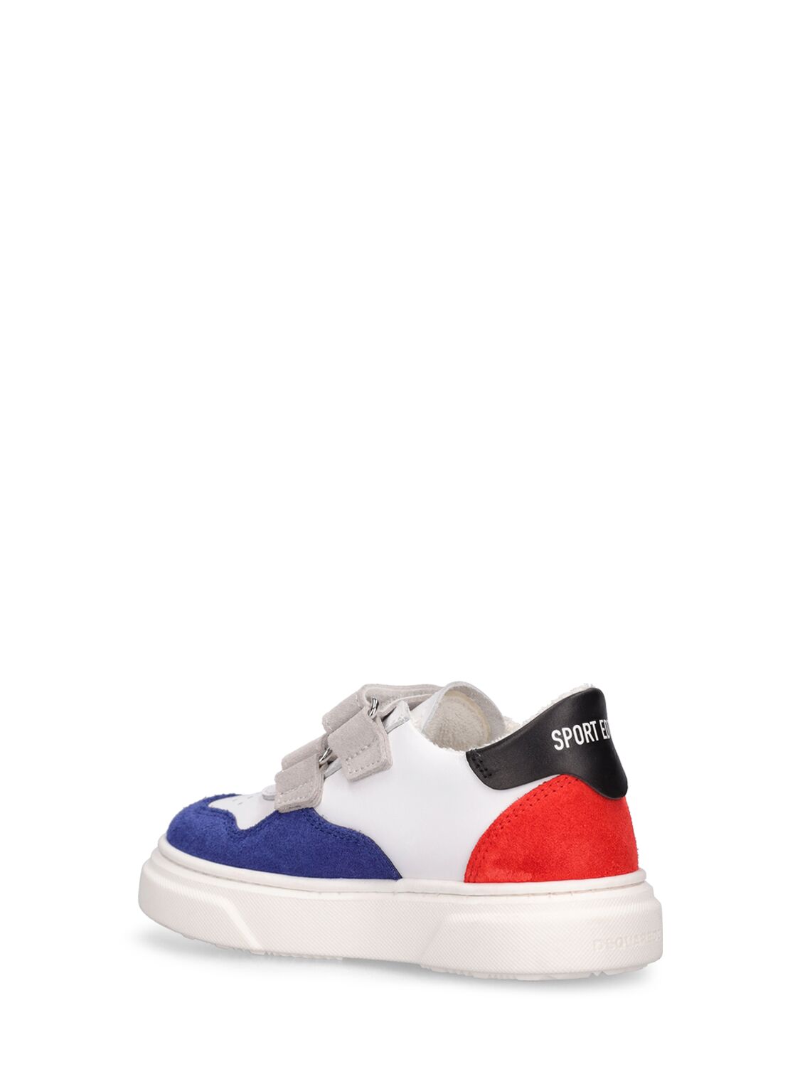 Shop Dsquared2 Printed Leather Strap Sneakers In Blue,white