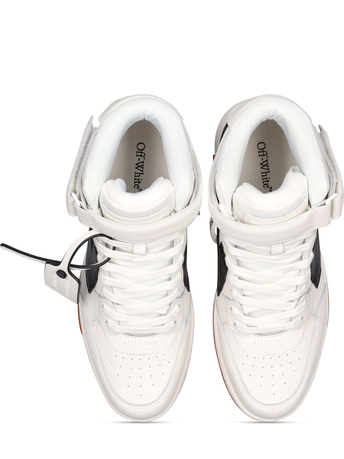 Shop Off-white Out Of Office Mid Top Leather Sneakers In White,black
