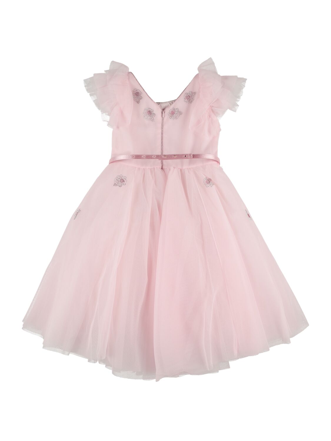 Shop Monnalisa Soft Tulle Dress W/ Embellishment In Pink