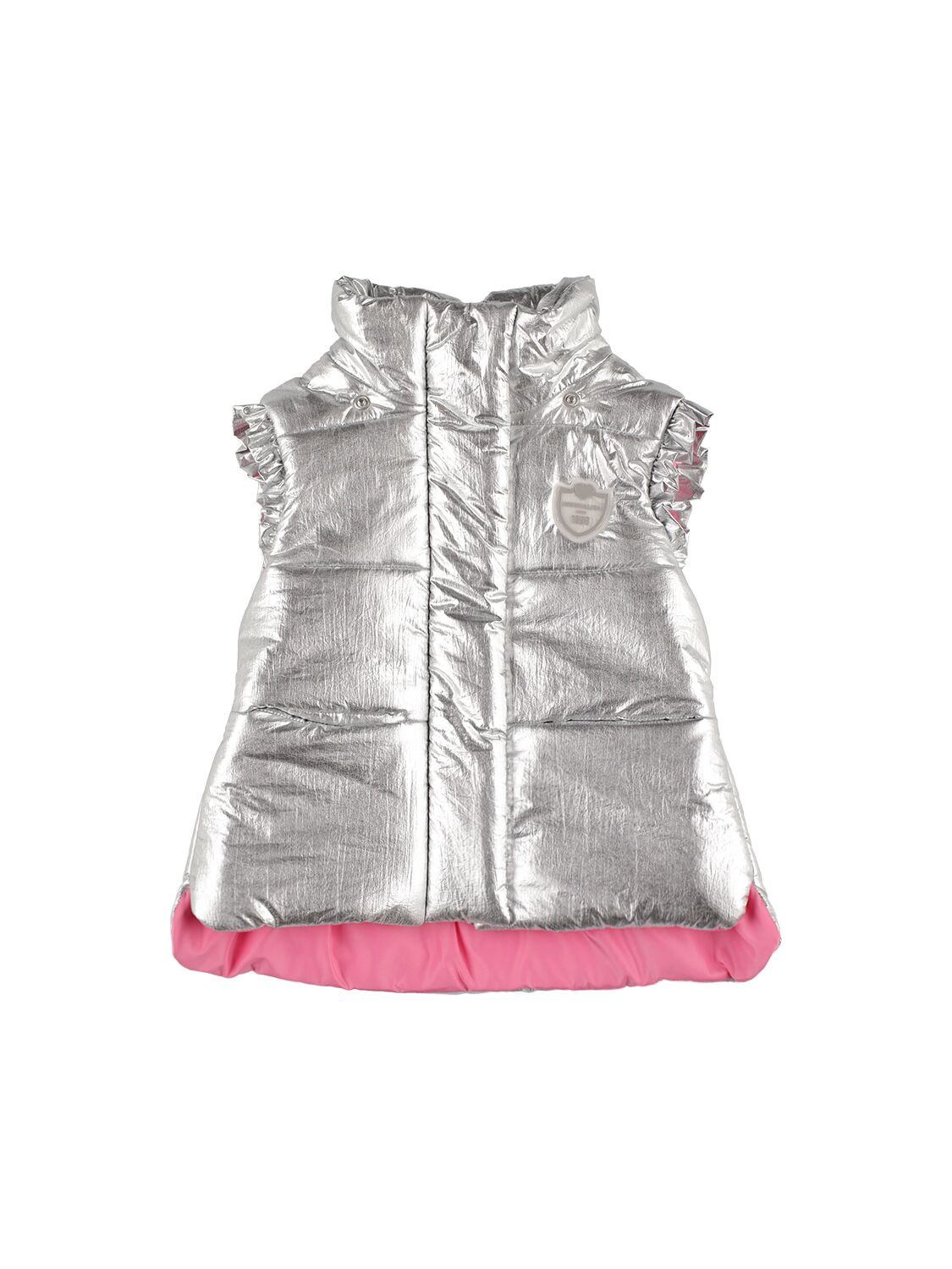 Shop Monnalisa Laminated Puffer Vest In Silver