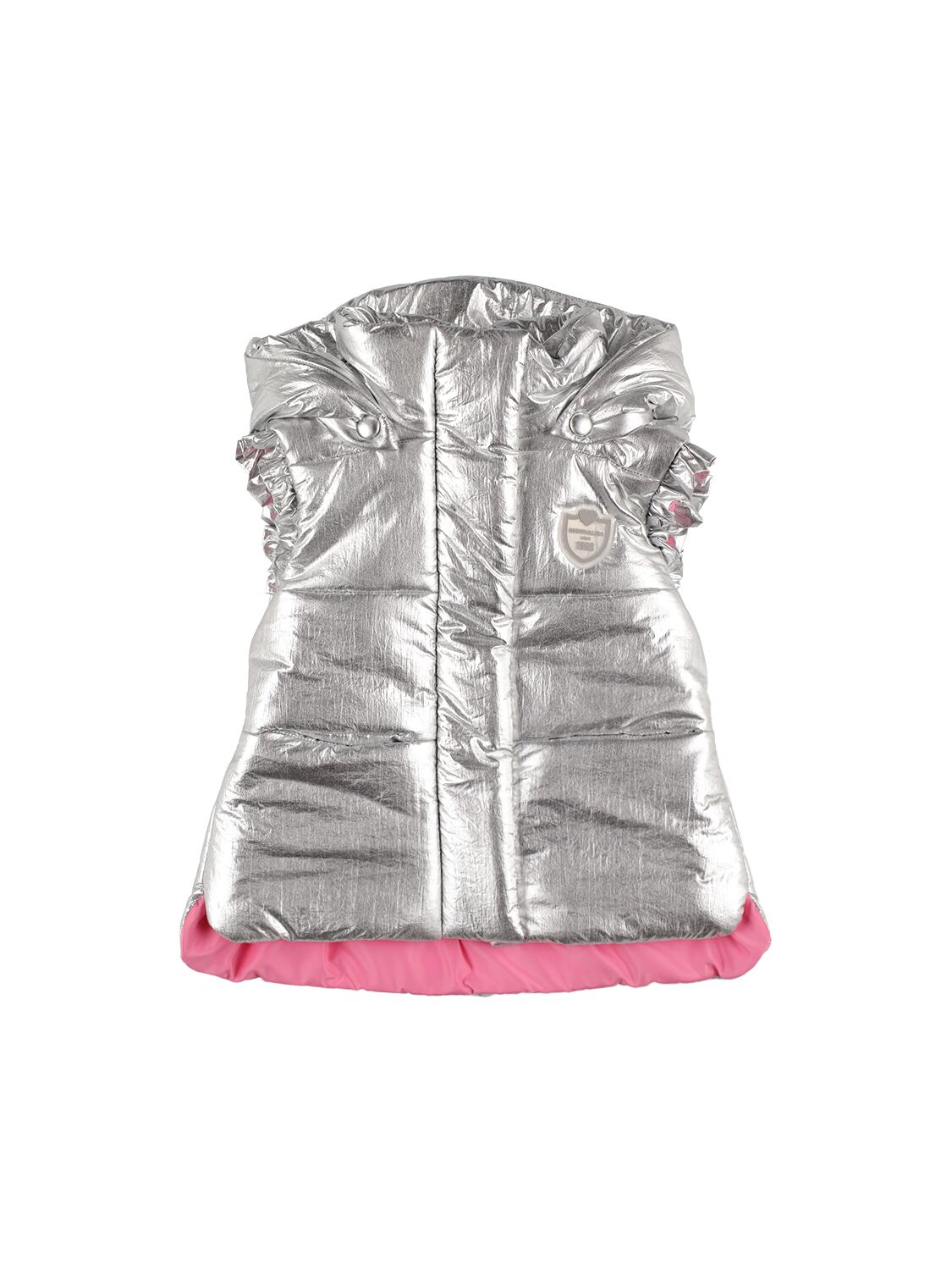 Shop Monnalisa Laminated Puffer Vest In Silver