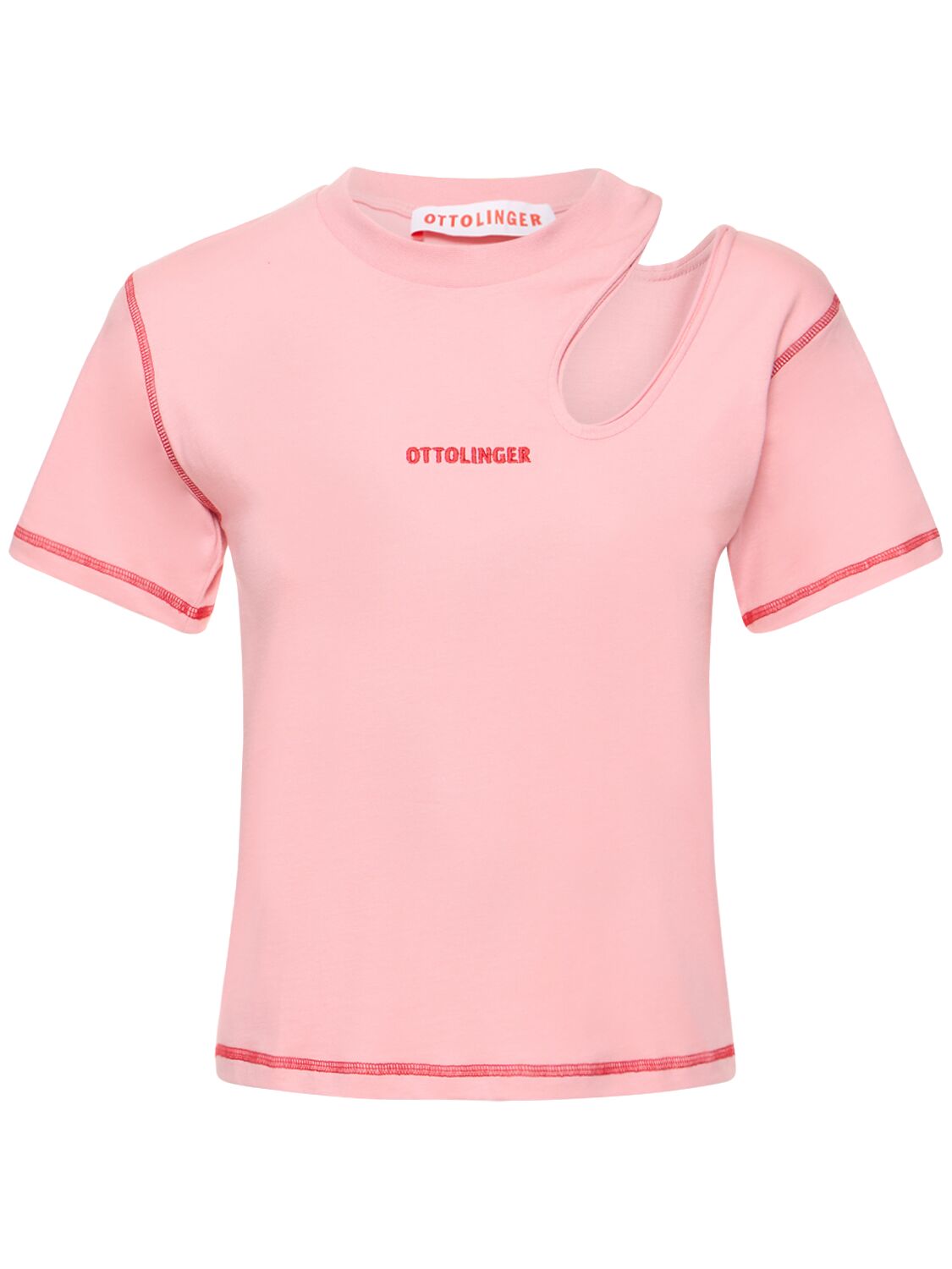 Cutout Cotton Jersey T-shirt – WOMEN > CLOTHING > T-SHIRTS