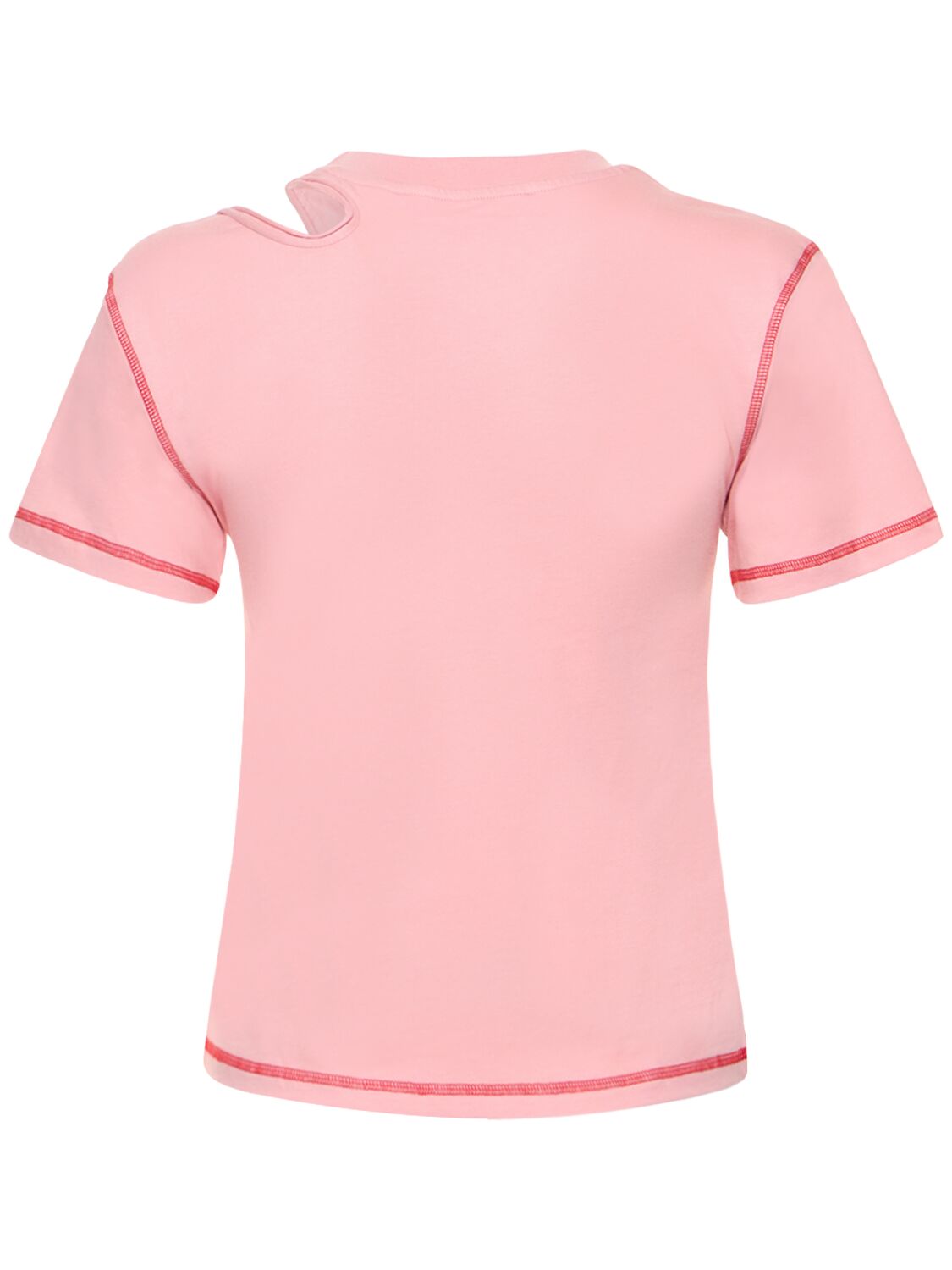 Shop Ottolinger Cutout Cotton Jersey T-shirt In Pink