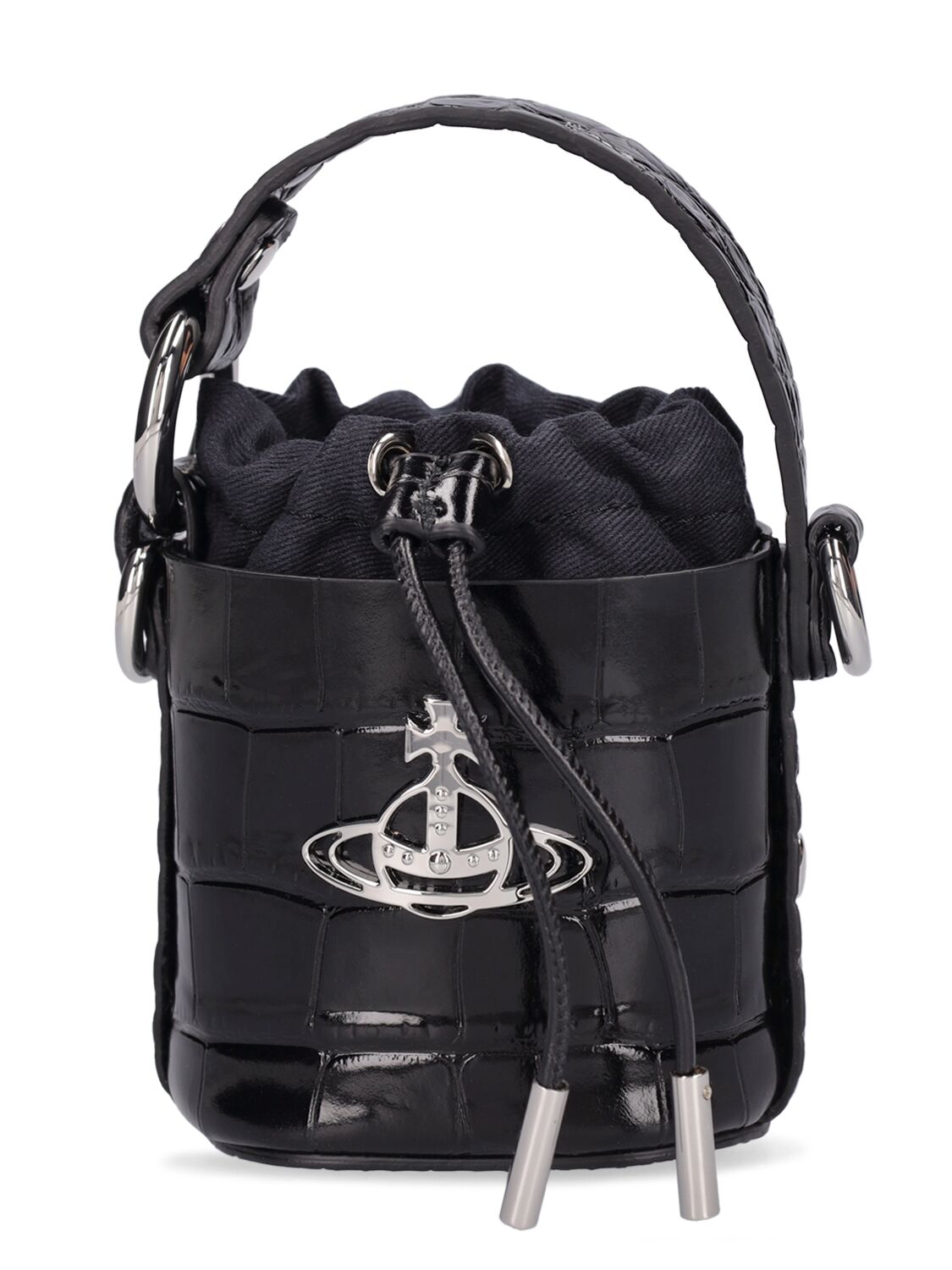 Vivienne Westwood Mi Daisy Croc Embossed Top Handle Bag In Black