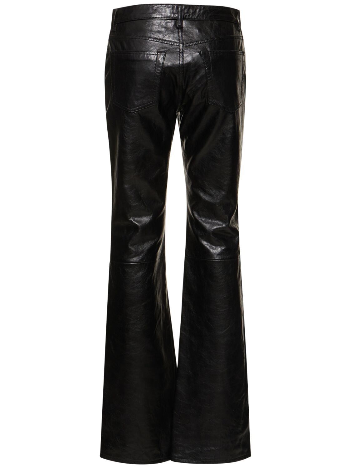 Shop Acne Studios Mid Rise Straight Leather Pants In Black