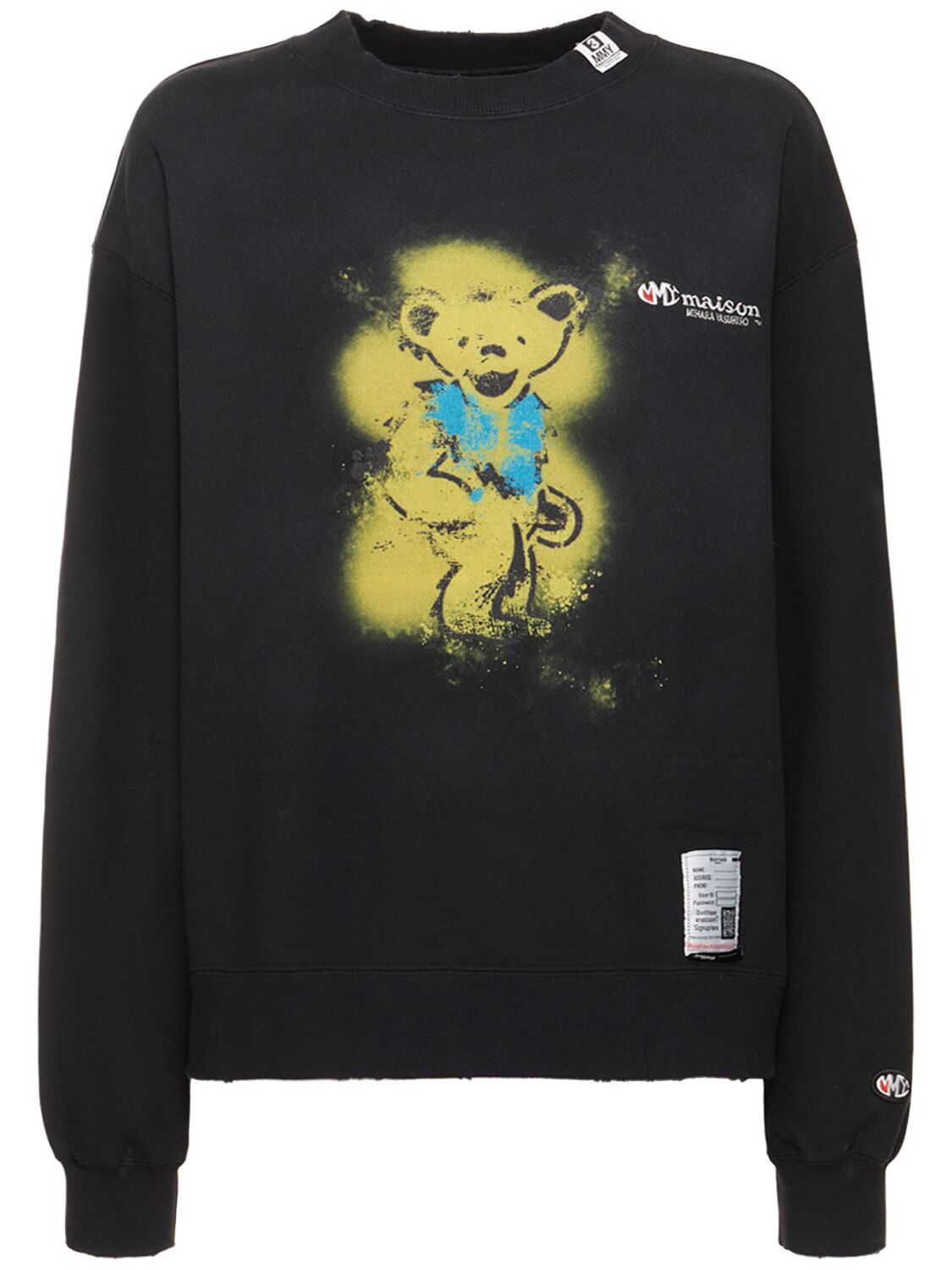 Miharayasuhiro Bear Printed Cotton Sweatshirt In Black