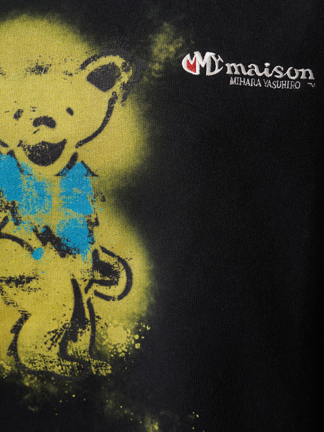 Shop Miharayasuhiro Bear Printed Cotton Sweatshirt In Black