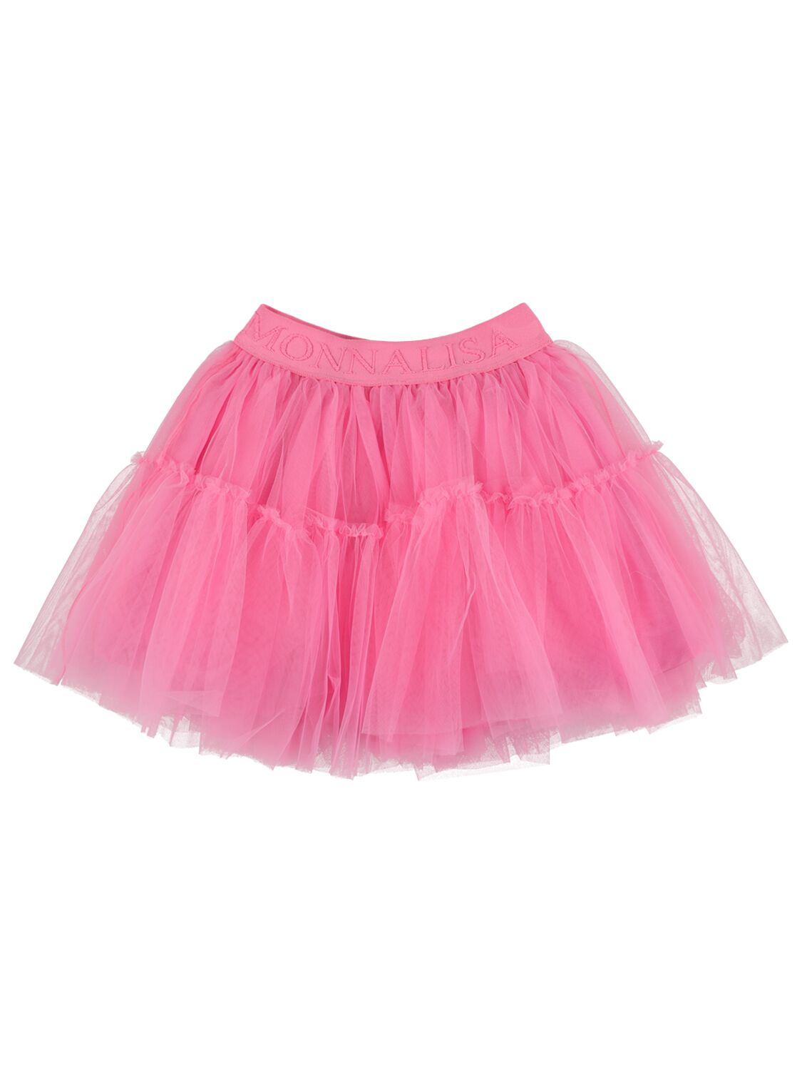 Monnalisa Kids' Logo腰身薄纱芭蕾舞短裙 In Pink
