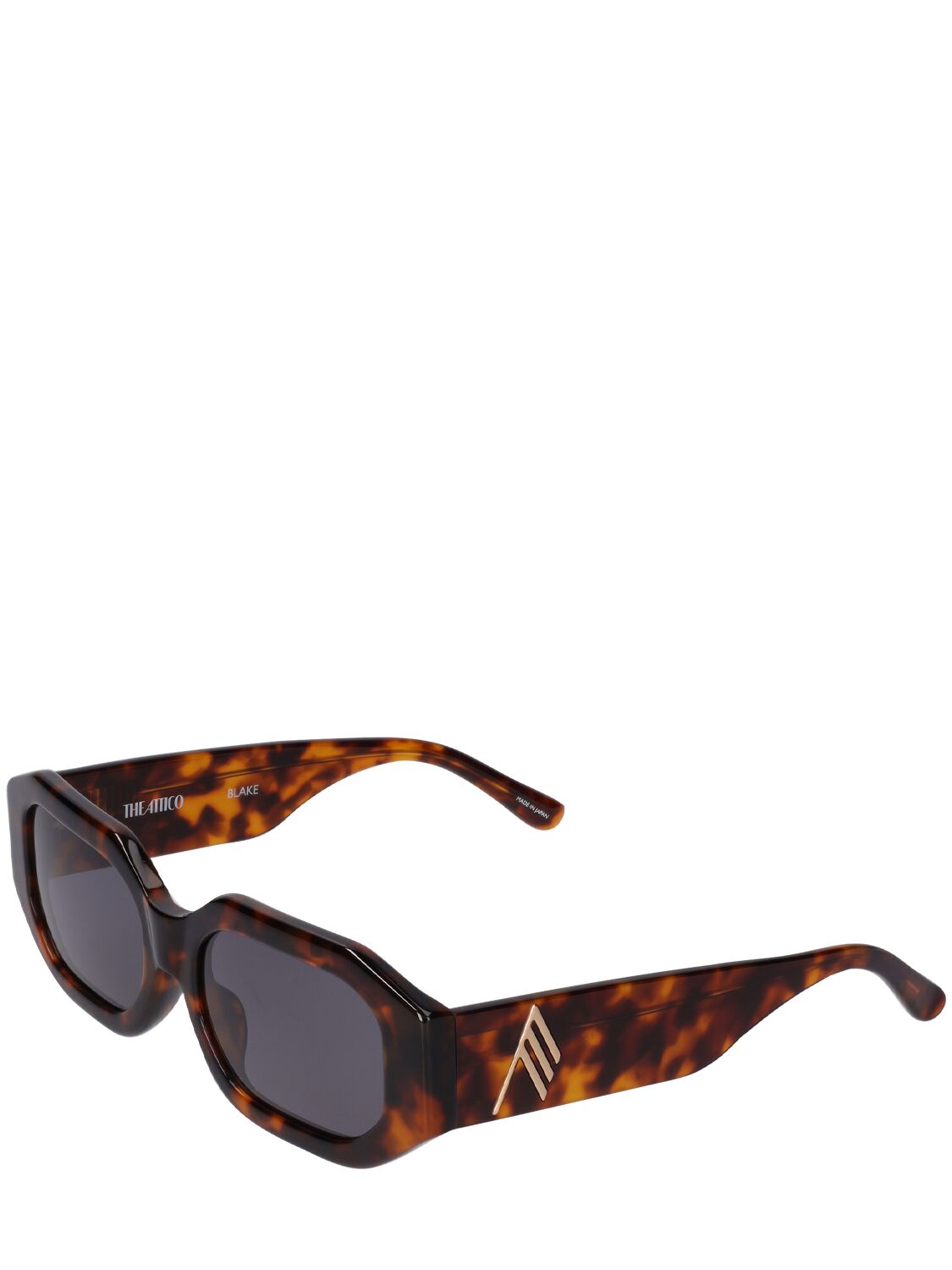 Shop Attico Blake Squared Acetate Sunglasses In Tortoiseshell,blue