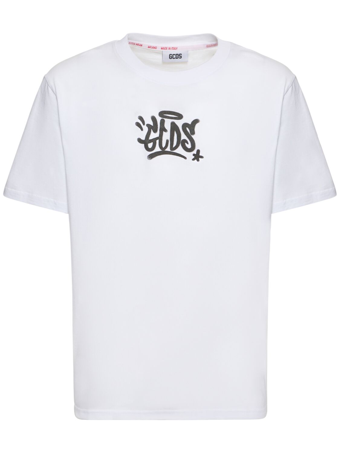 Gcds Graffiti Logo Cotton Jersey T-shirt In White