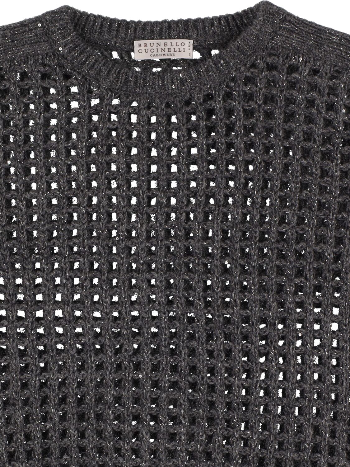 Shop Brunello Cucinelli Lurex Wool Blend Knit Sweater In Grey