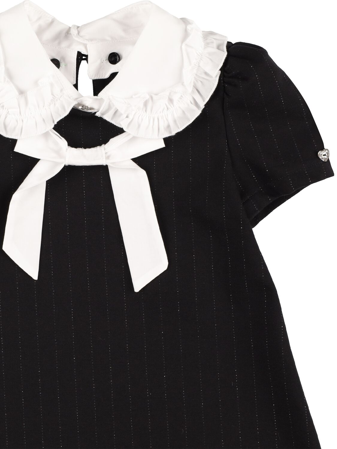 Shop Monnalisa Lurex Punto Milano Dress W/ Bow In Black