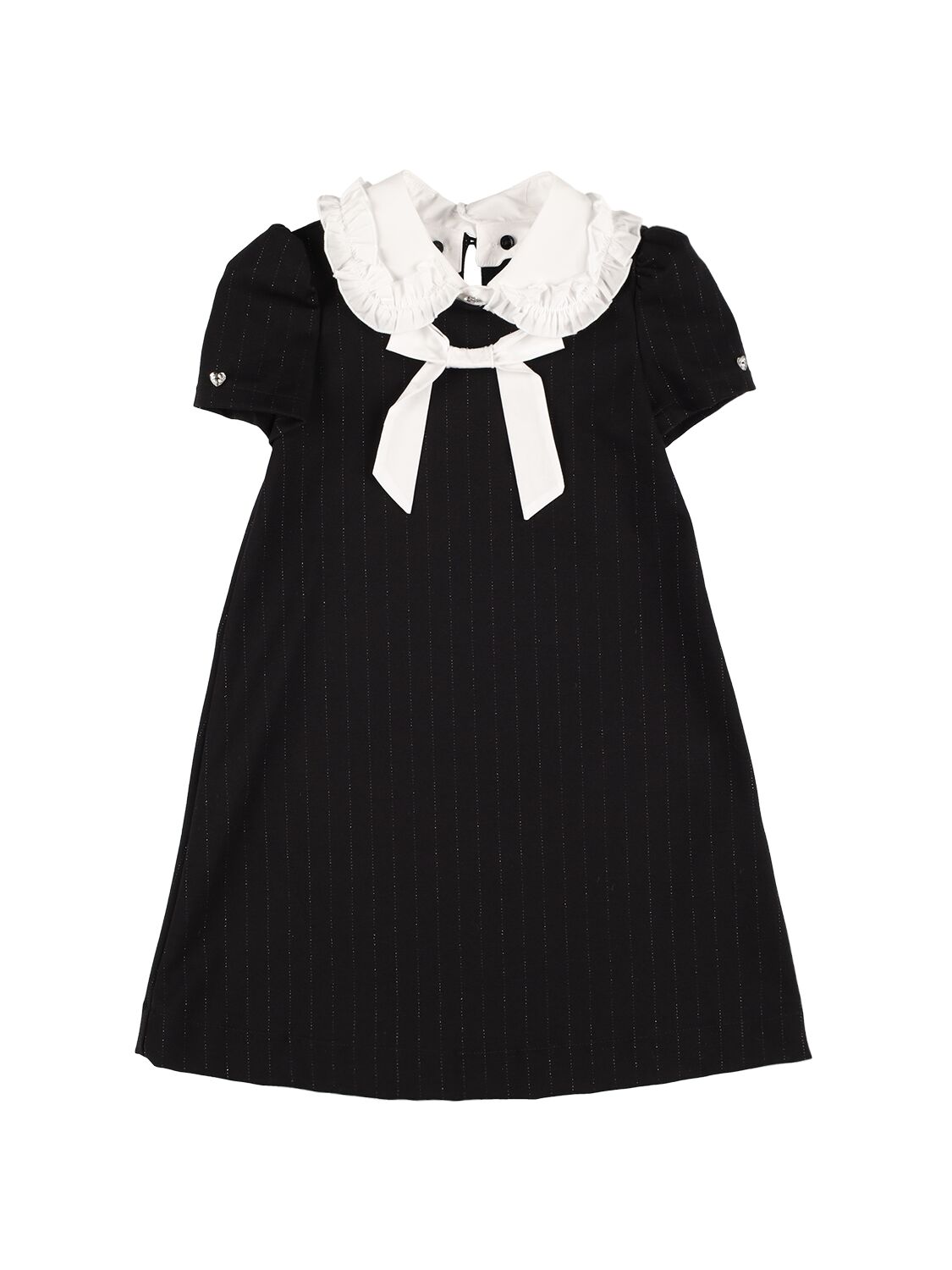 Monnalisa Kids' Katy Striped Jersey Dress In Black
