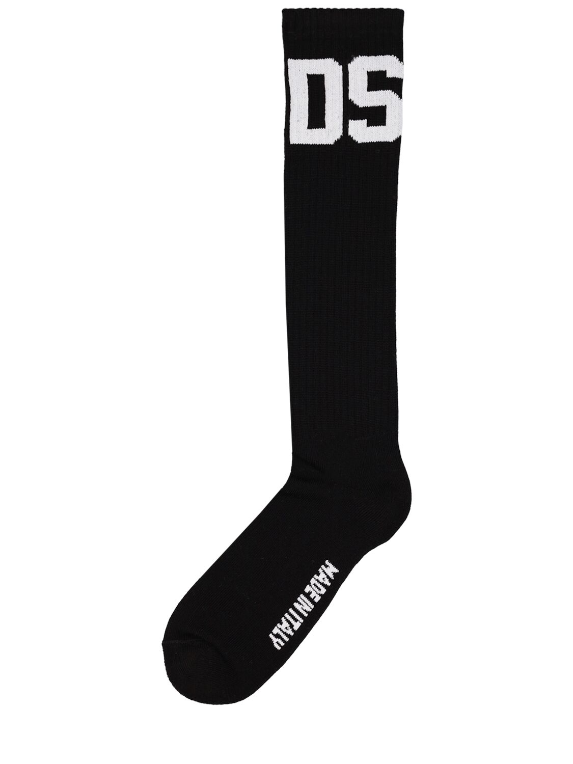 Shop Gcds Mid Logo Band Cotton Blend Socks In Black