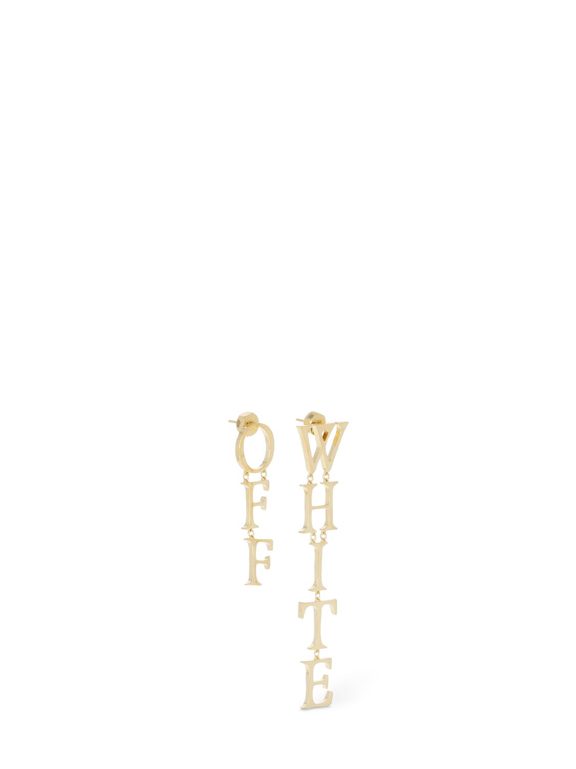Shop Off-white Asymmetric Logo Earrings In Gold