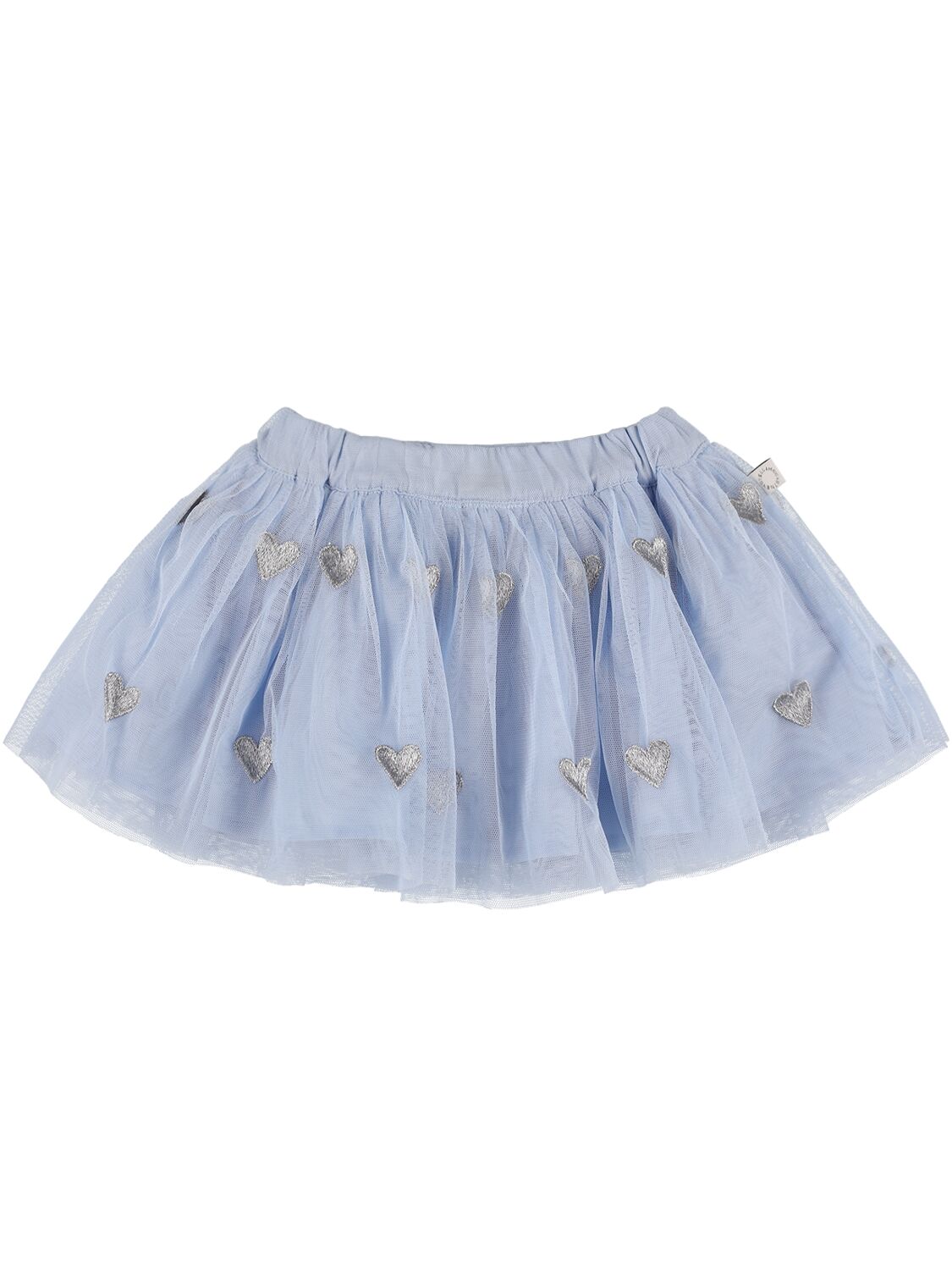 Stella Mccartney Kids' Recycled Poly Tulle Skirt W/ Patches In Light Blue