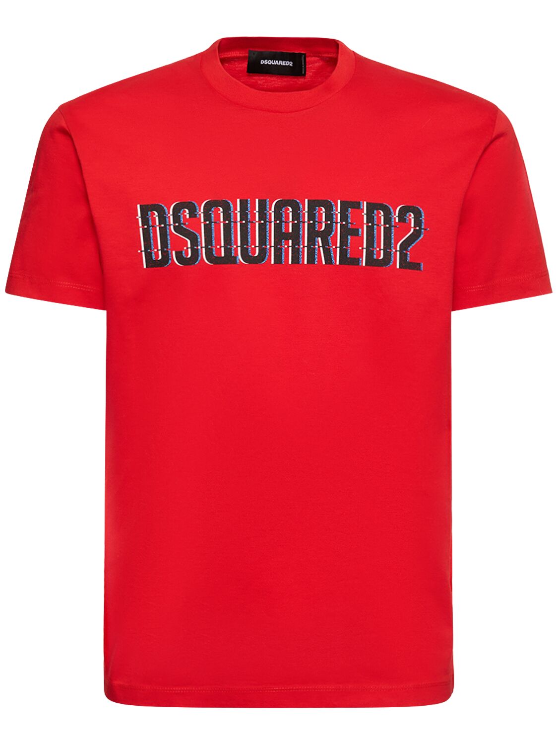 Dsquared2 Logo Printed Cotton Jersey T-shirt In Red