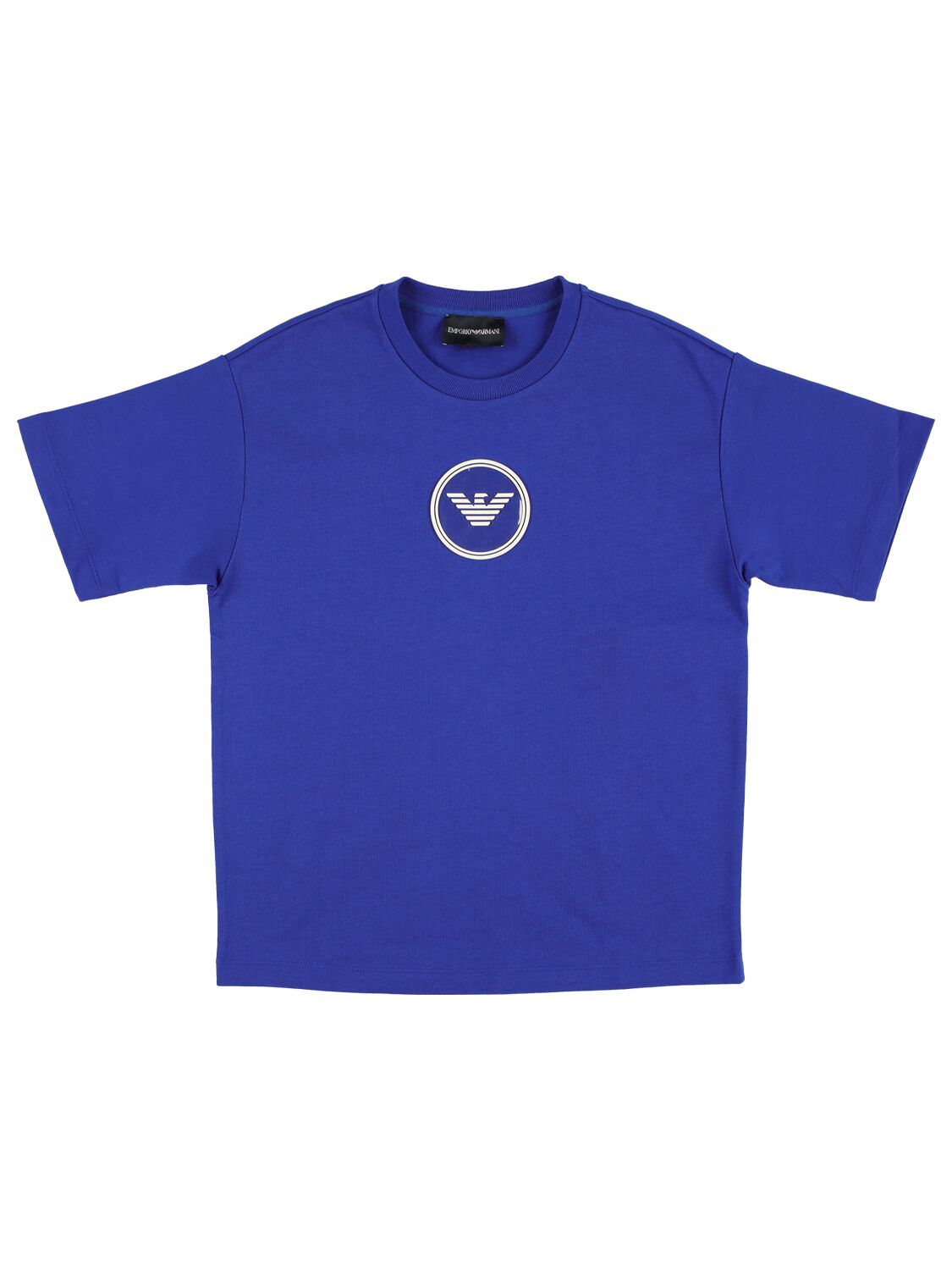 Emporio Armani Kids' Cotton Jersey T-shirt W/logo Patch In Royal Blue