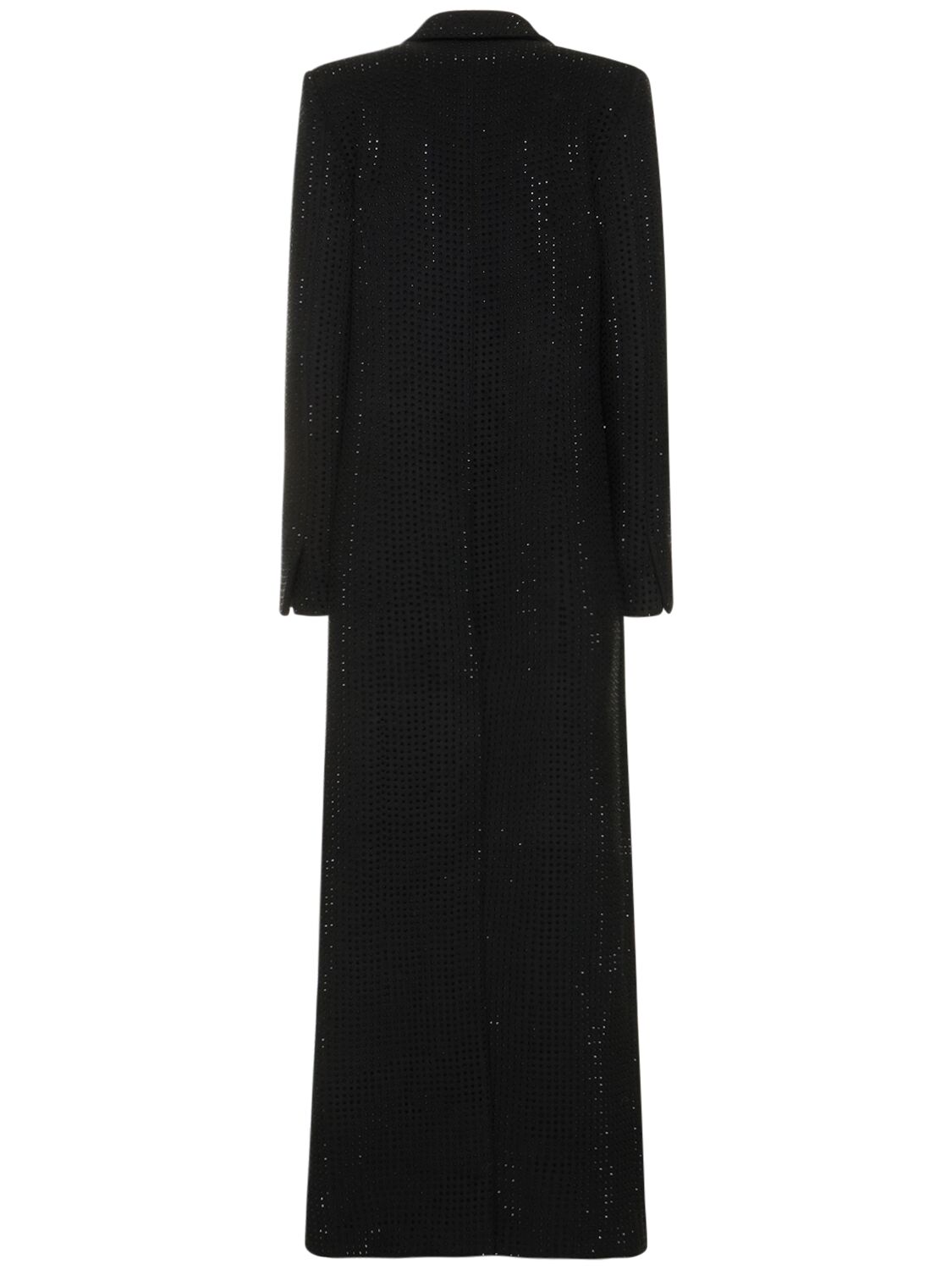 Shop Giuseppe Di Morabito Embellished Wool Blend Long Coat In Black