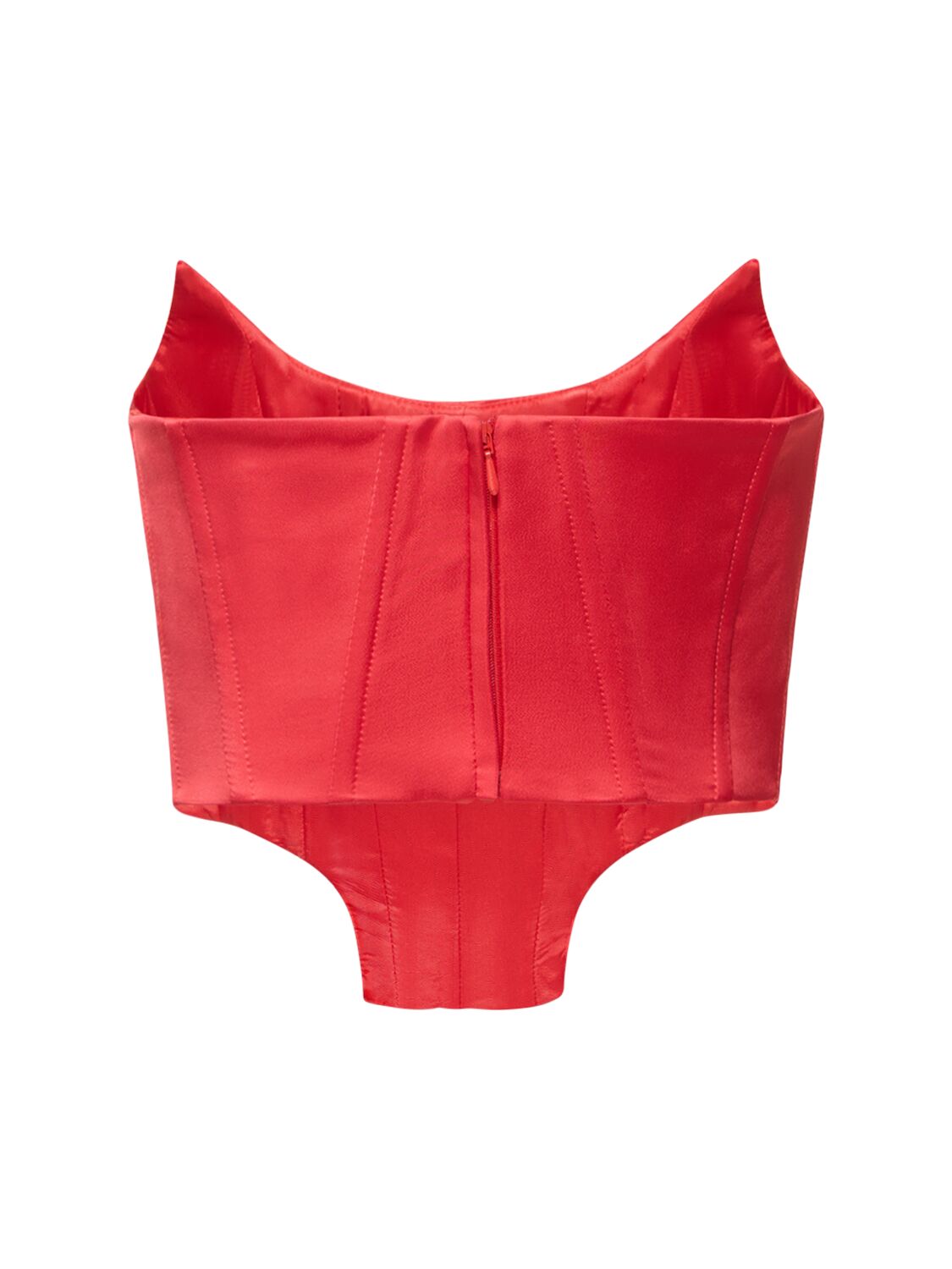 Shop Giuseppe Di Morabito Stretch Satin Bustier Top In Red