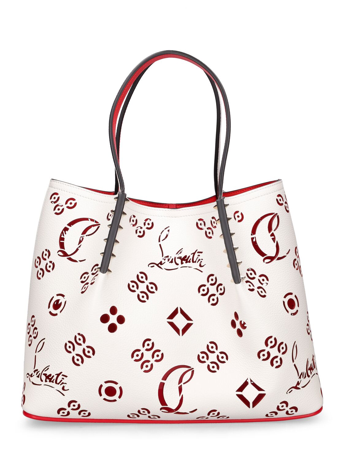 Shop Christian Louboutin Small Cabarock Leather Tote Bag In White