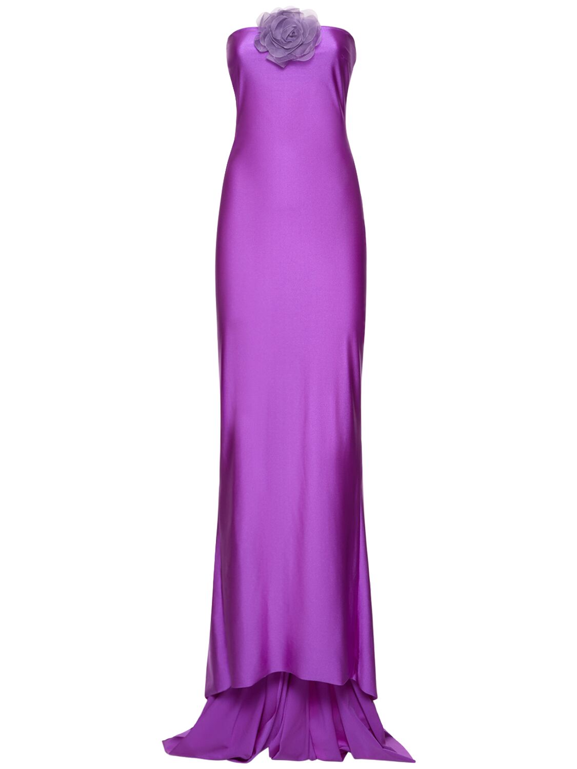 Giuseppe Di Morabito Shiny Jersey Strapless Long Dress In Purple