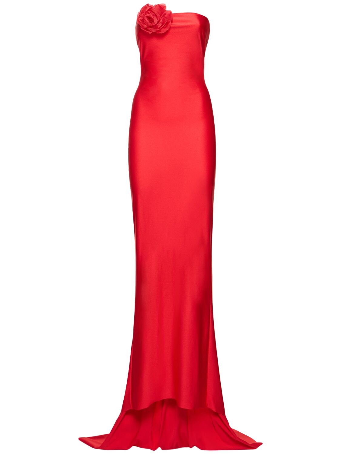 Giuseppe Di Morabito Shiny Jersey Strapless Long Dress In Red