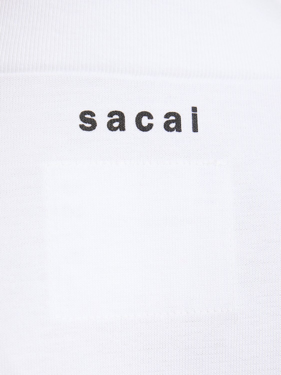Shop Sacai Logo High Neck L/s Cotton T-shirt In White