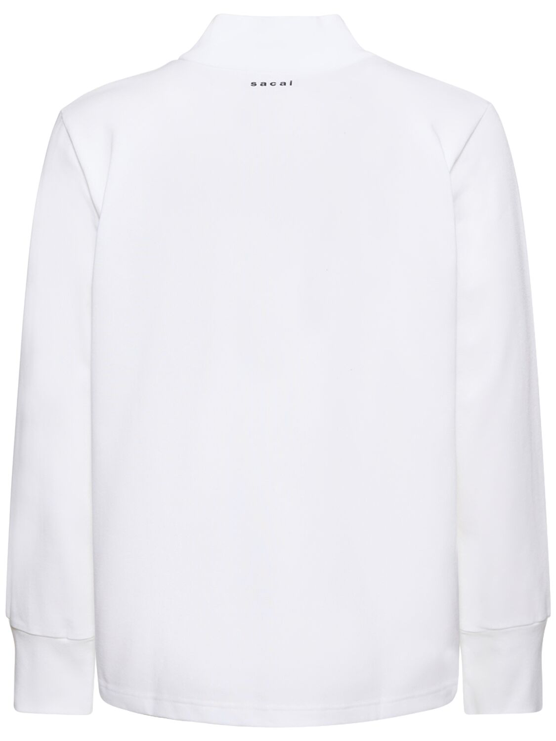 Shop Sacai Logo High Neck L/s Cotton T-shirt In White