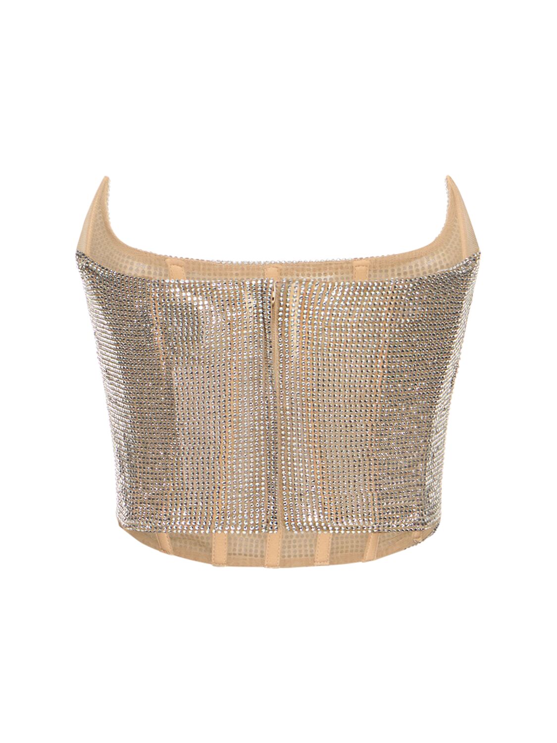Shop Giuseppe Di Morabito Embellished Bustier Strapless Top In Silver