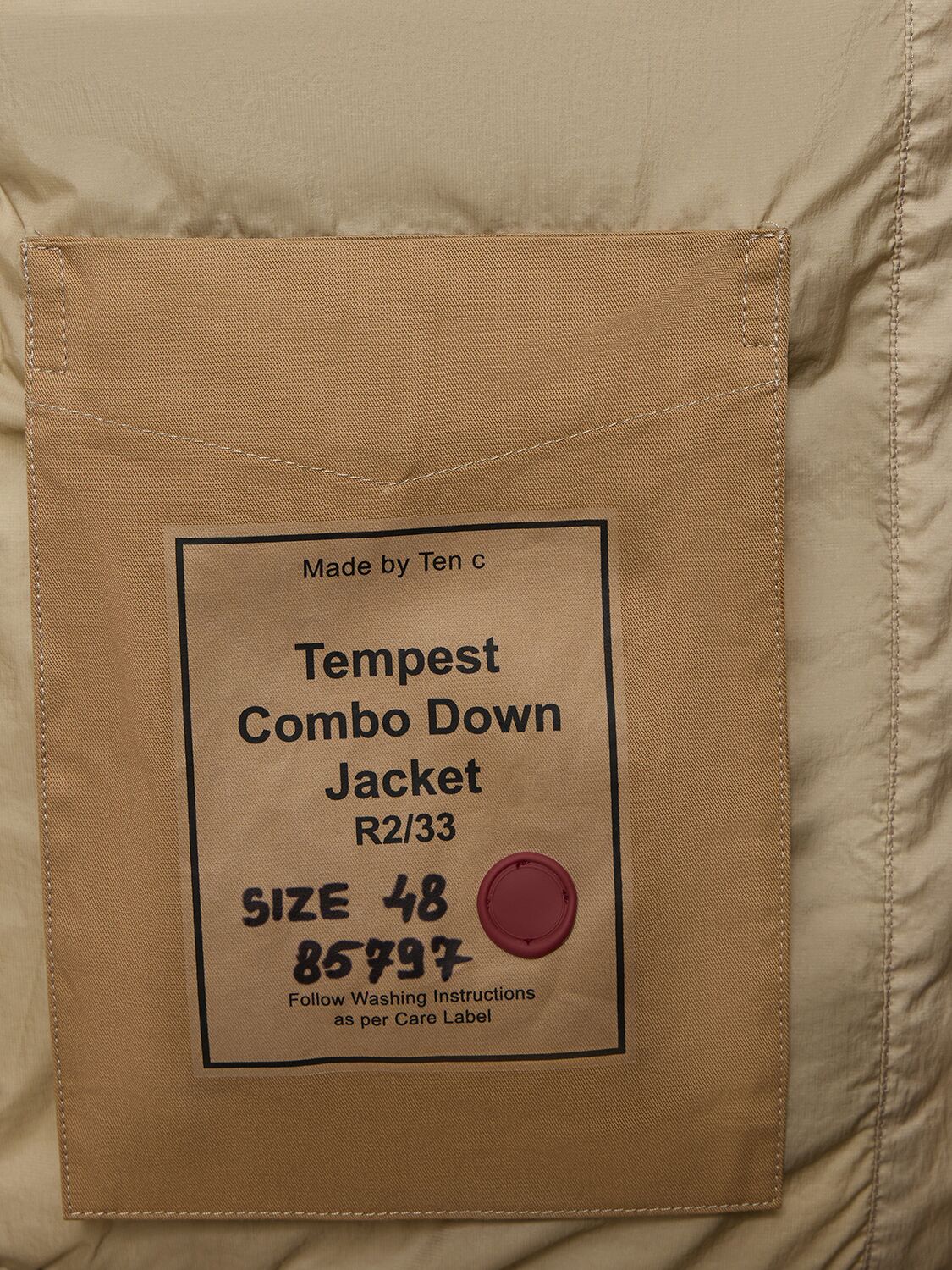Shop Ten C Tempest Combo Down Jacket In Beige