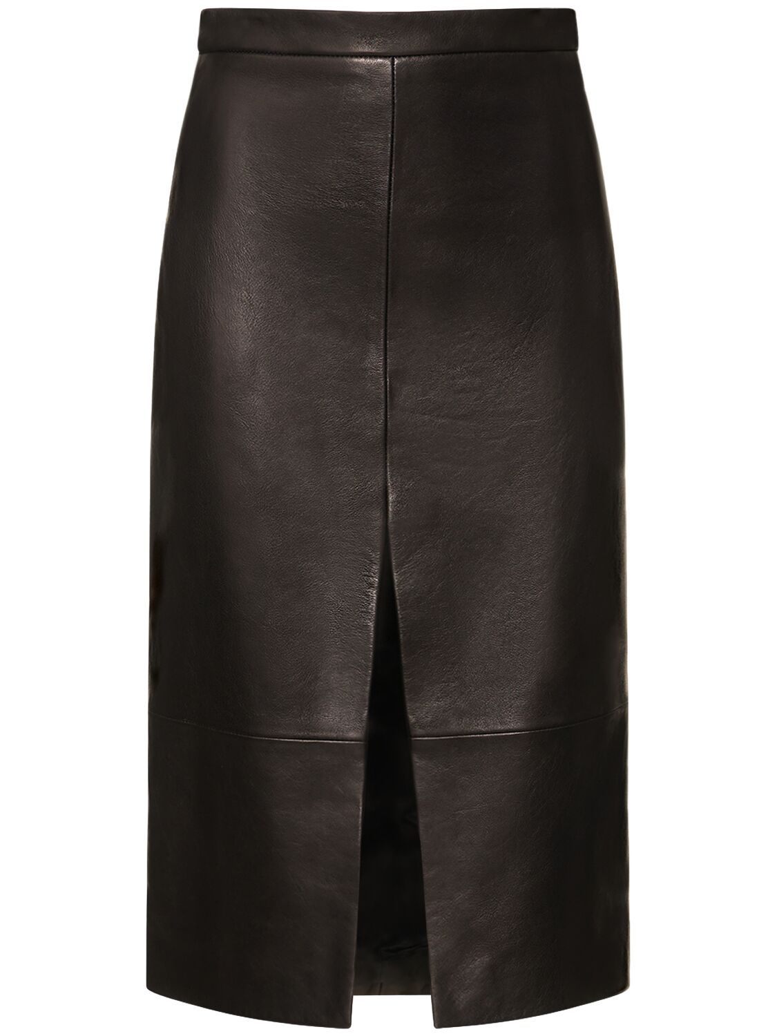 Khaite Fraser Leather Skirt In Black