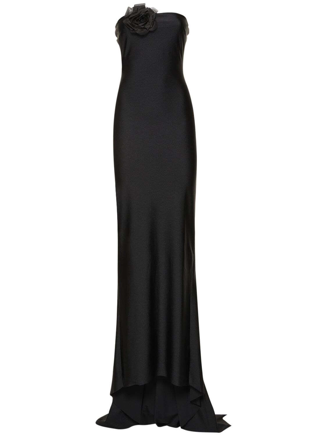 Giuseppe Di Morabito Shiny Jersey Strapless Long Dress In Black