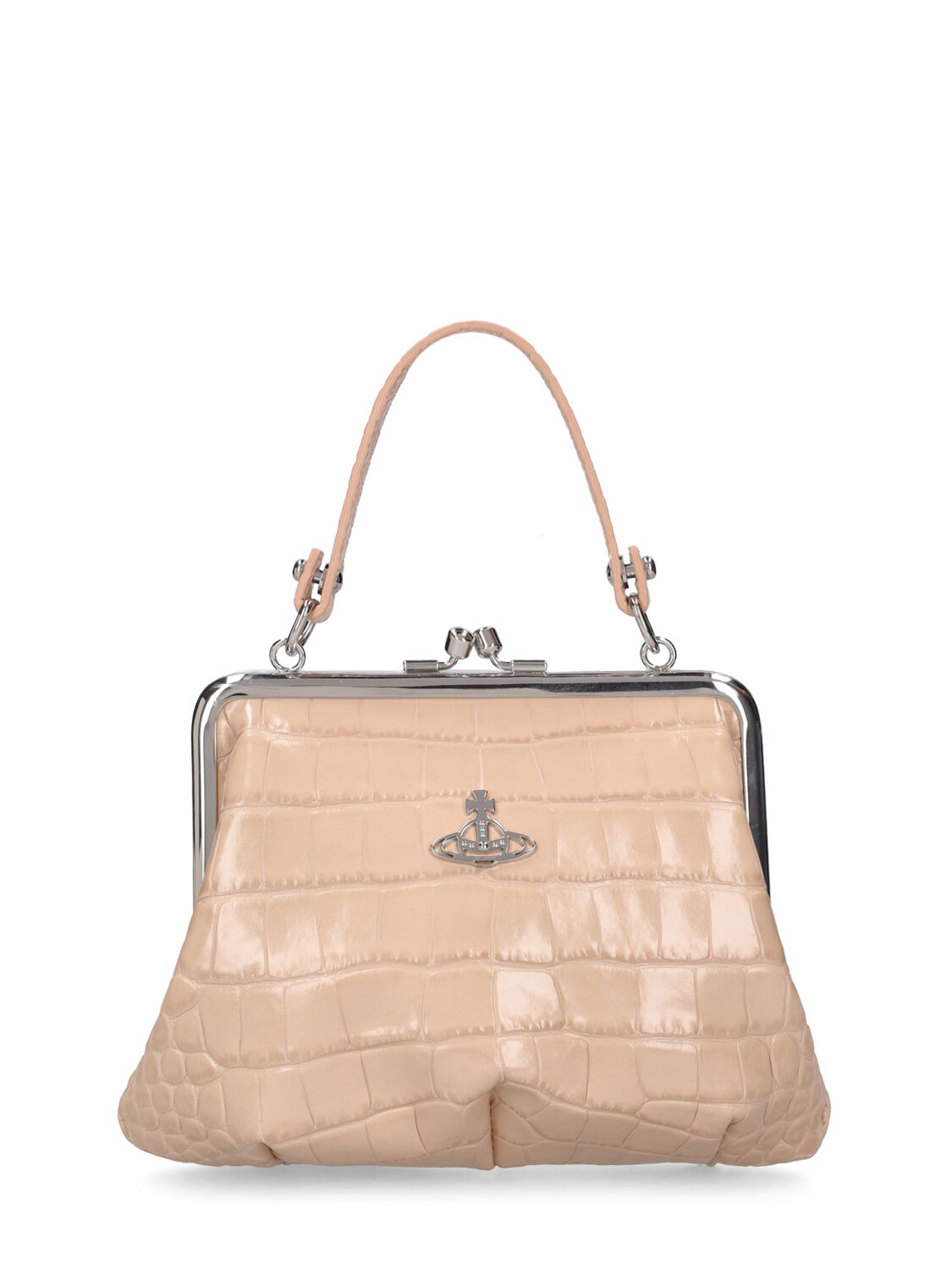 Granny Frame Croc Embossed Leather Bag – WOMEN > BAGS > TOP HANDLE BAGS