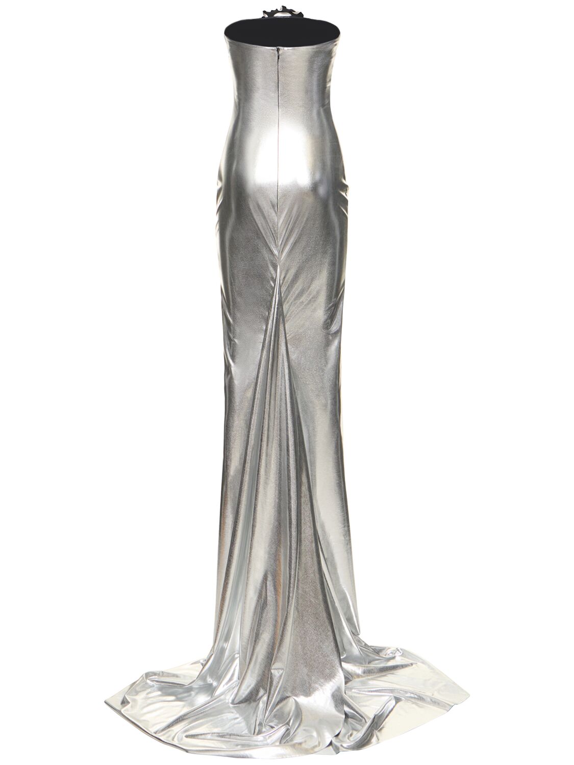 Laminated Jersey Strapless Long Dress