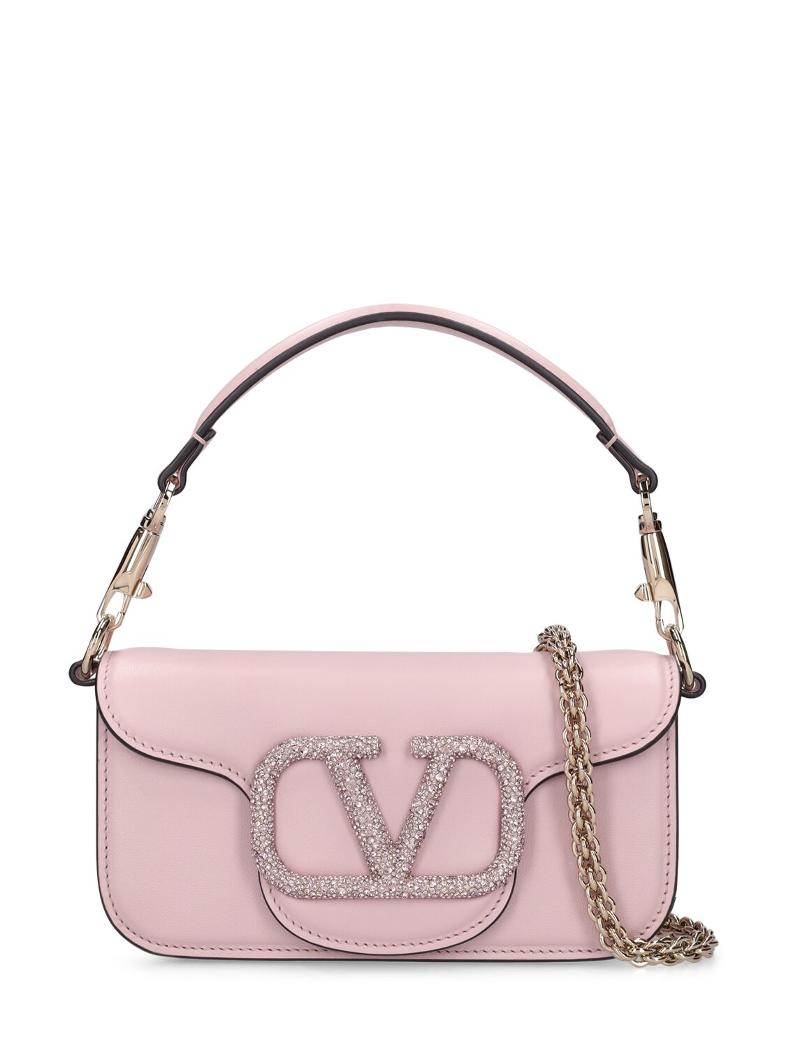 Valentino Garavani Loco Mini Vlogo Leather Top-Handle Bag, Water Lilac Light, Women's, Handbags & Purses Shoulder Bags