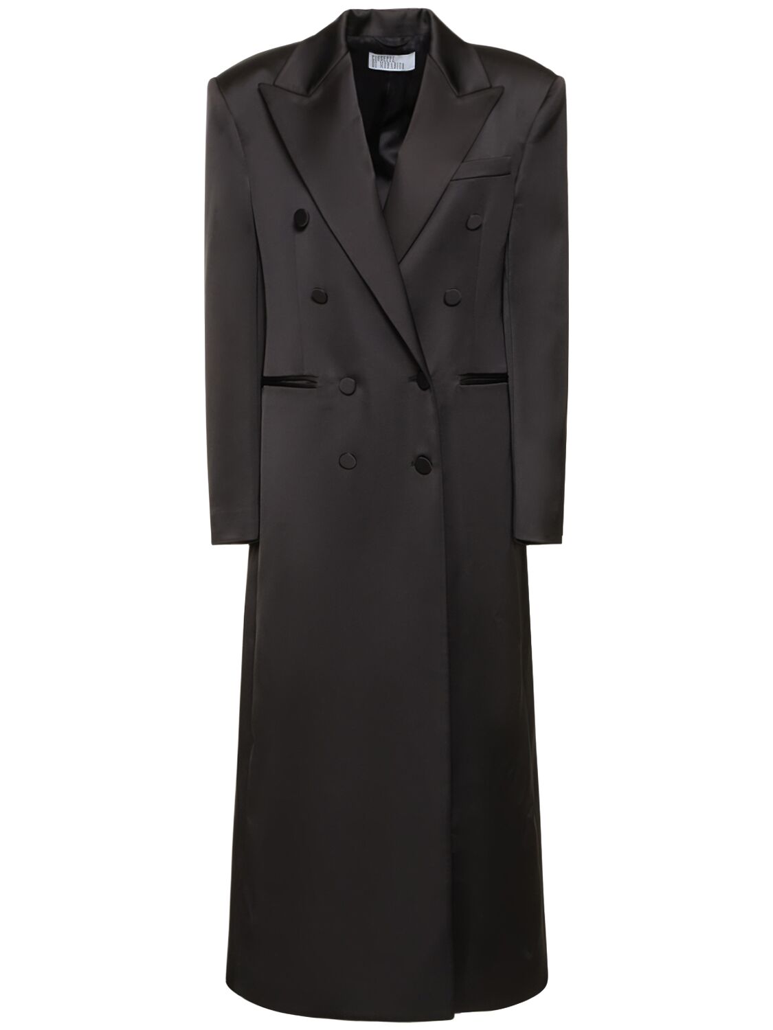 Giuseppe Di Morabito Double Breasted Boxy Satin Blazer Coat In Black