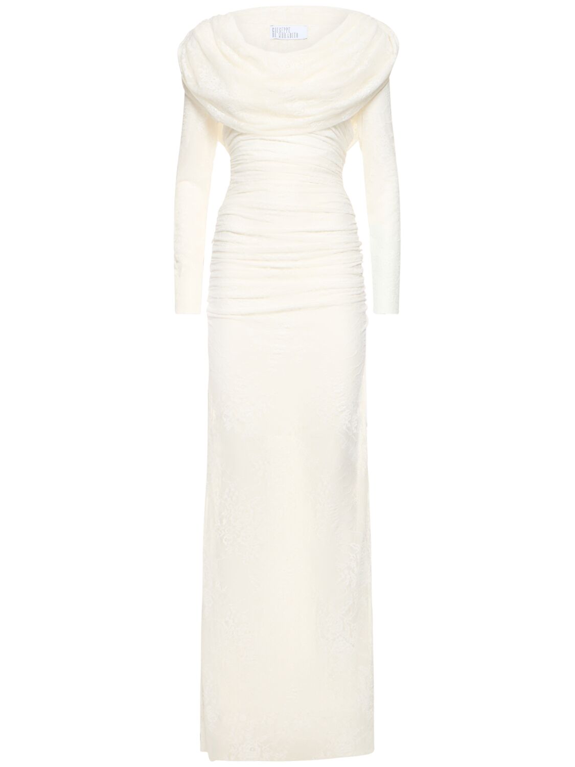 Giuseppe Di Morabito Laize Stretch Lace Long Dress W/hood In Milk White