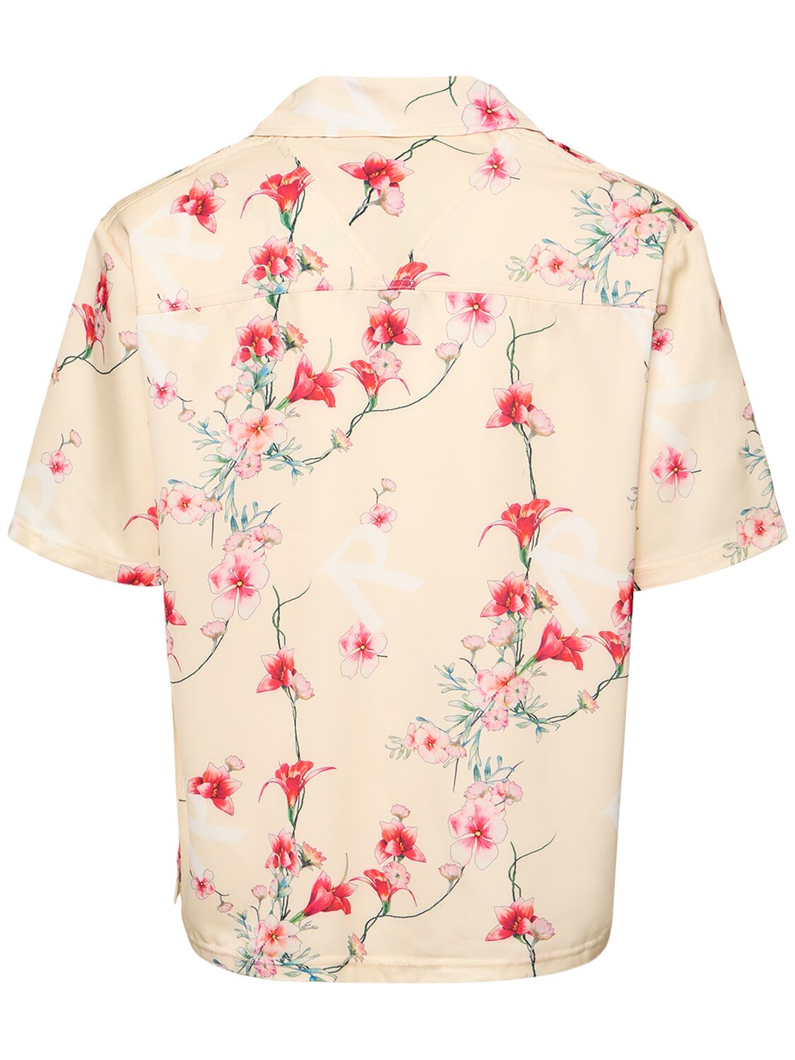 Shop Represent Floral Printed Logo Short Sleeve Shirt In Cream