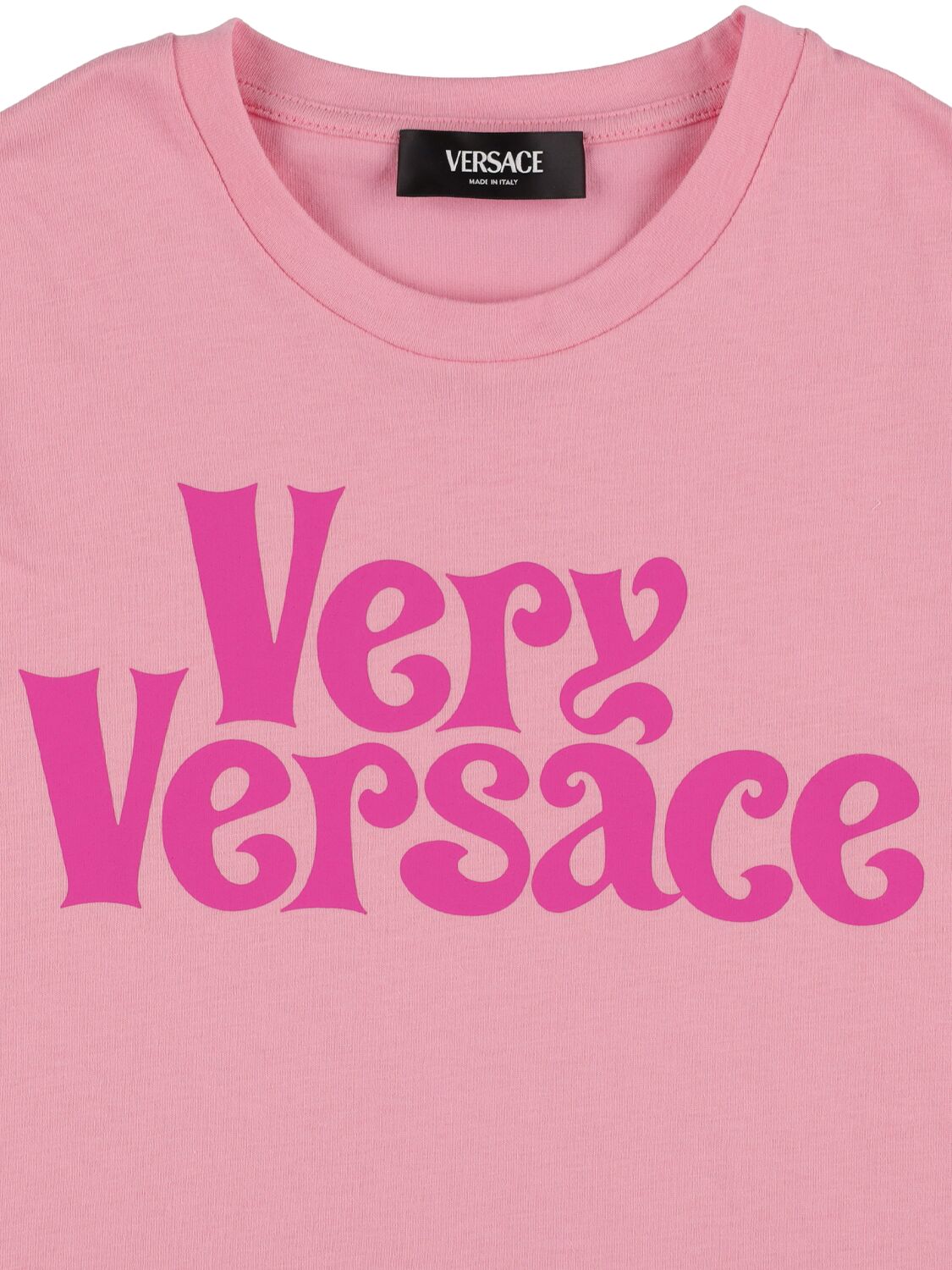 Shop Versace Logo Print Cotton Jersey T-shirt In Pink