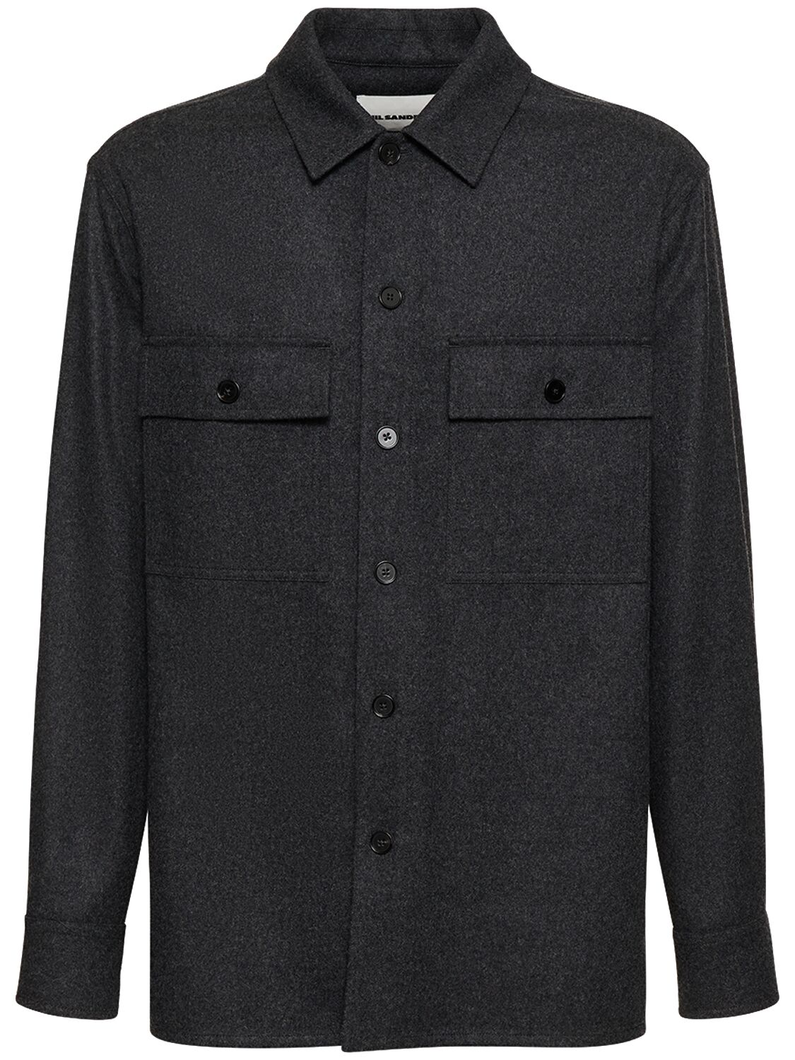 Jil Sander Virgin Wool Flannel Overshirt In Grey