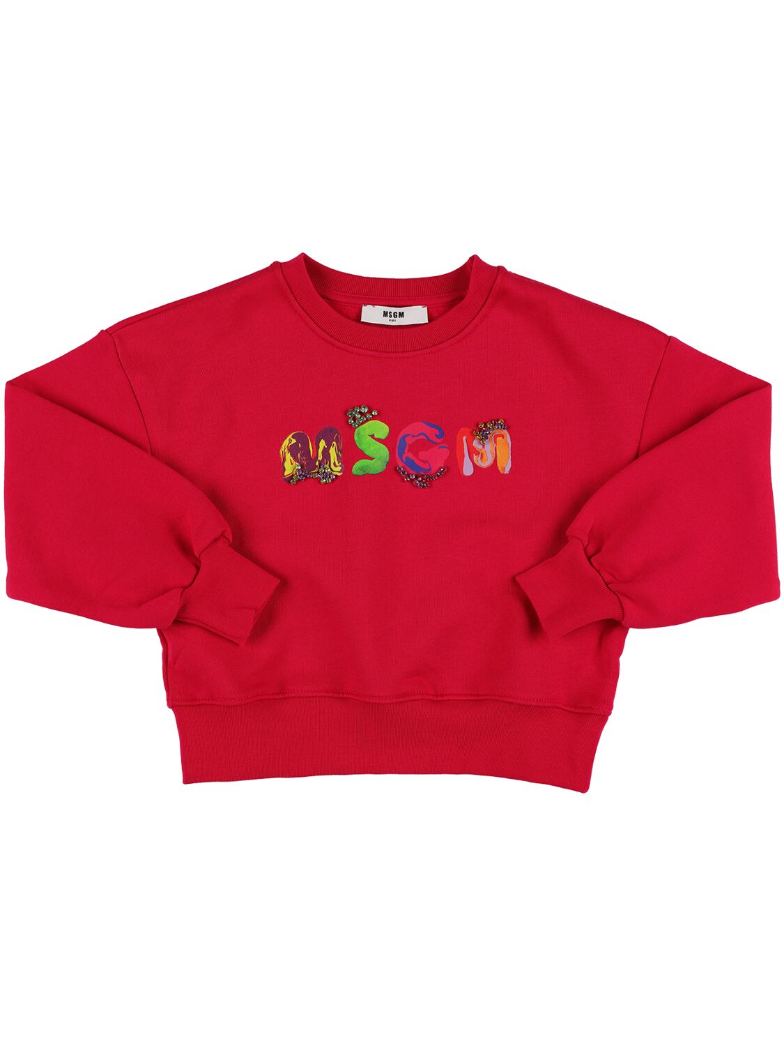 Msgm Kids' Logo Print Cotton Sweatshirt In Fuchsia