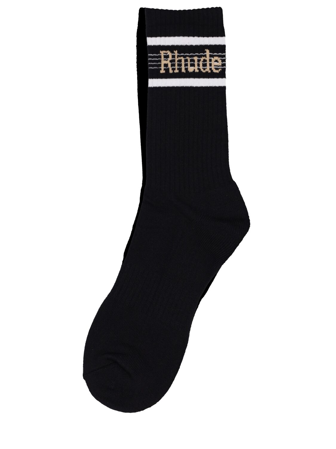 Rhude Logo Stripe Sport Socks In Black