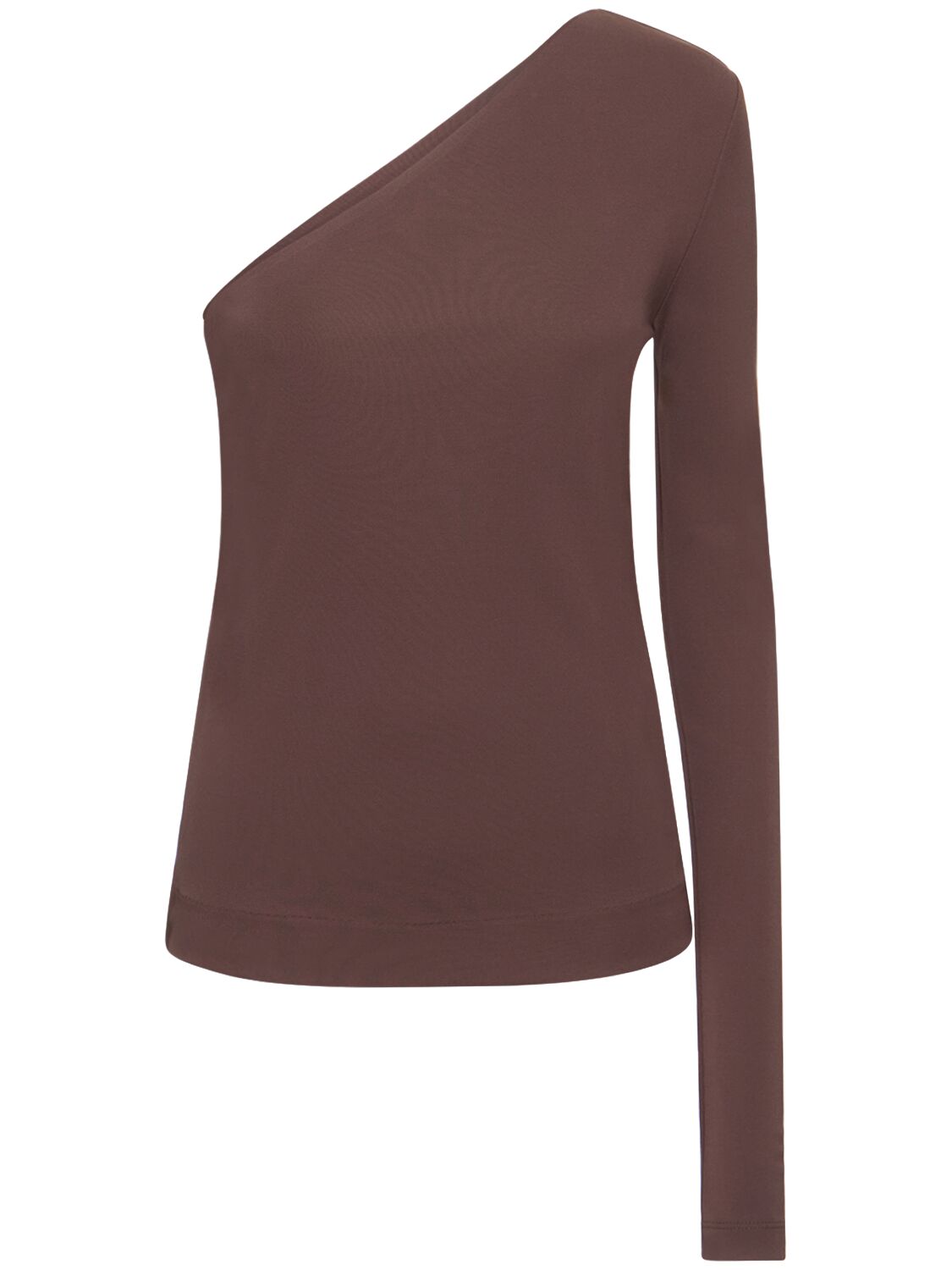 Shop Bite Studios Point Long-sleeve Viscose Jersey Top In Brown