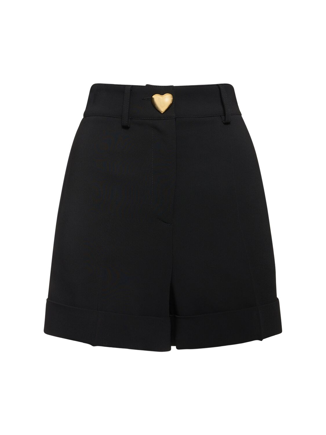 Moschino Viscose Cady Shorts W/ Heart Button In Black