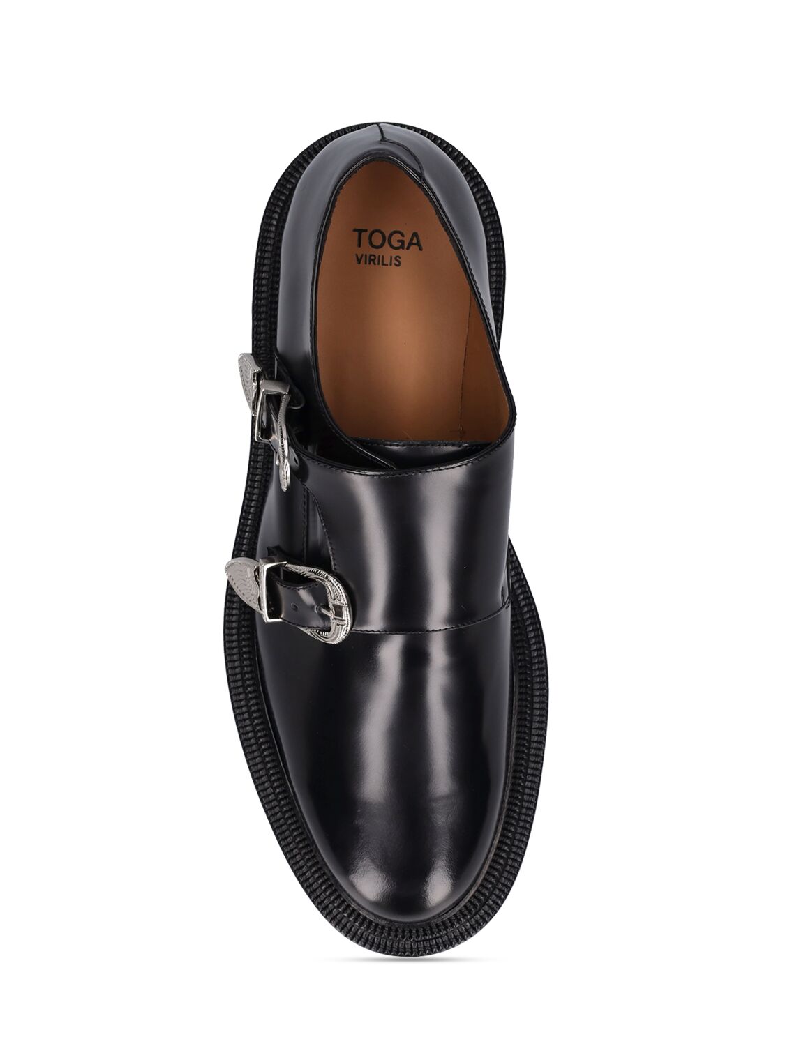 Shop Toga Virilis Black Polido Leather Shoes