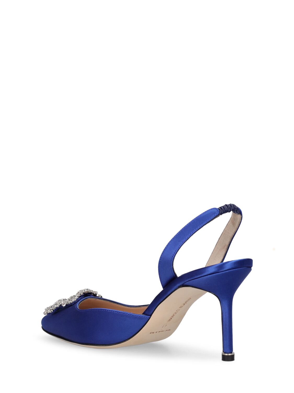 Shop Manolo Blahnik 70mm Hangisli Satin Slingback Pumps In Royal Blue