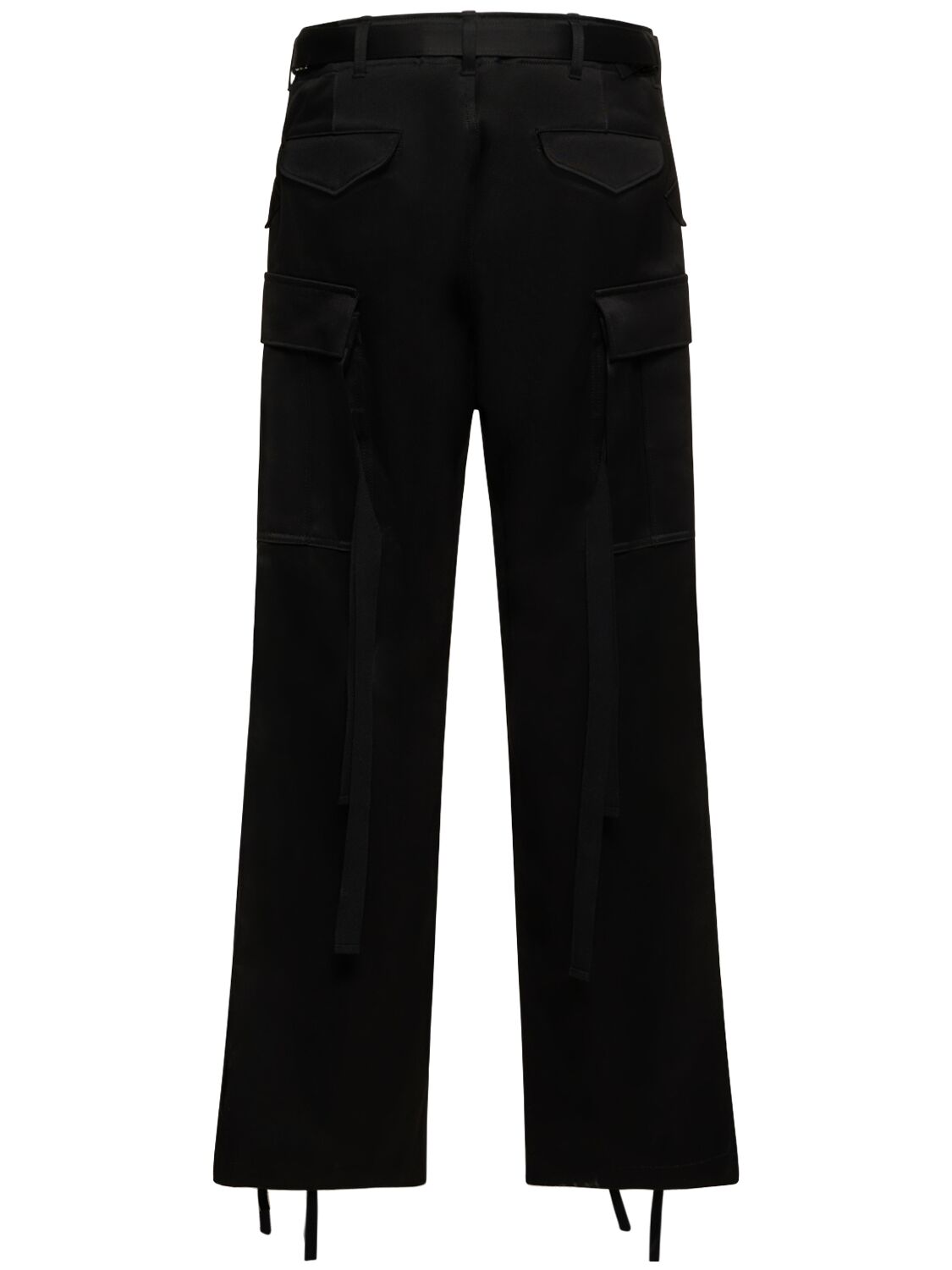 Shop Sacai Cotton Chino Cargo Pants In Black