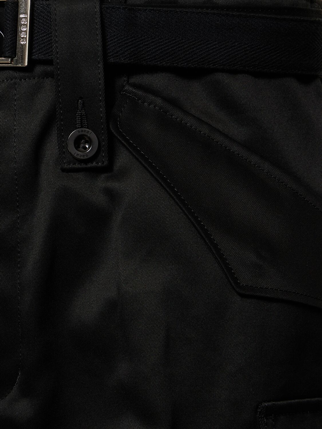 Shop Sacai Cotton Chino Cargo Pants In Black