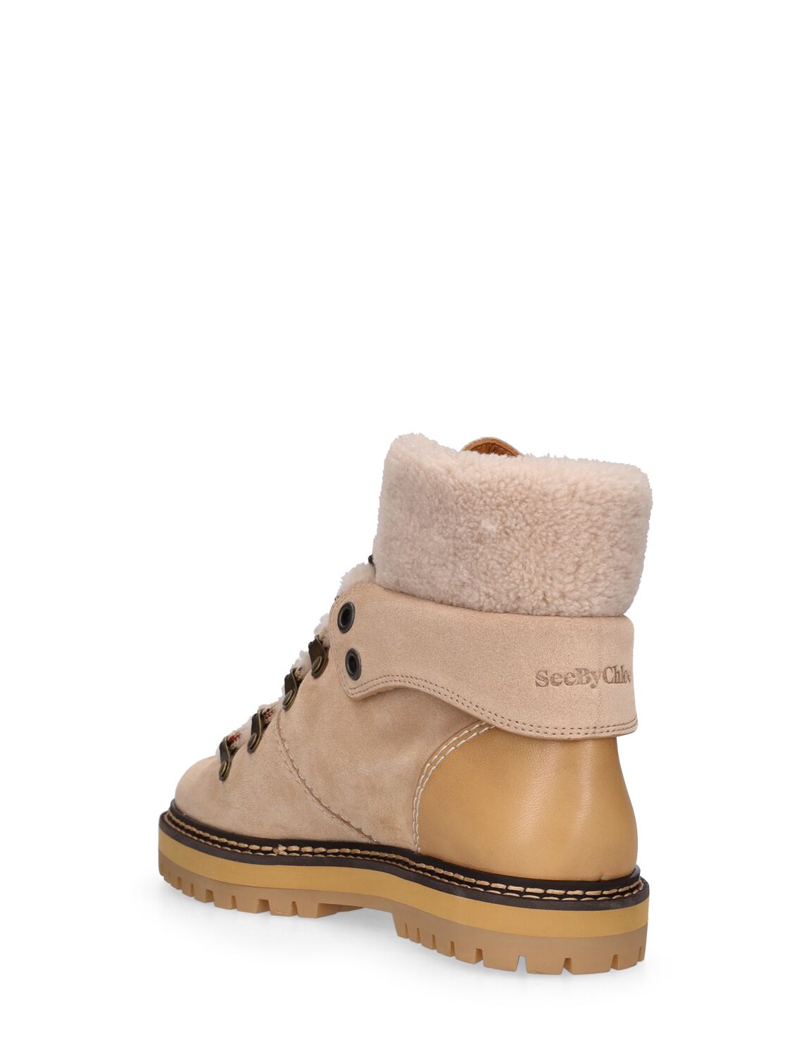 Shop See By Chloé 25mm Eileen Suede Hiking Boots In Ivory